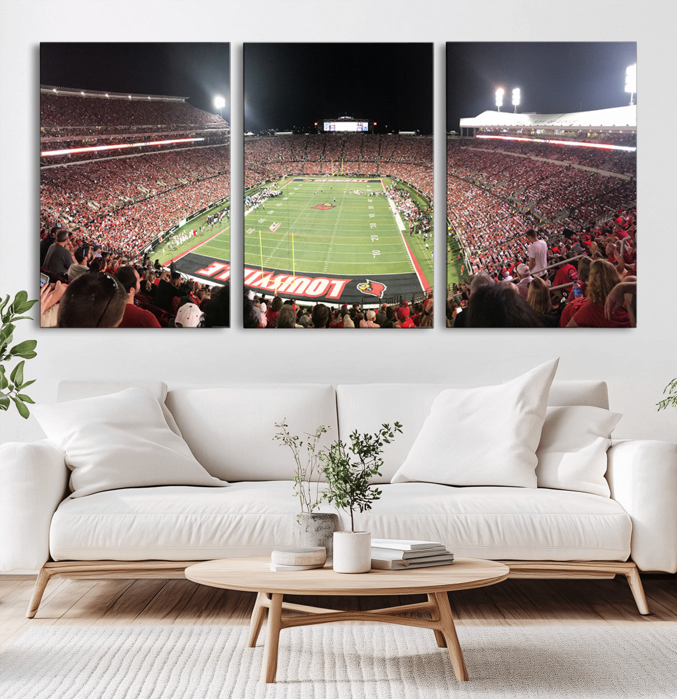 MGV-CV-60X30-3P - University of Louisville Cardinals Football Team Print - Louisville Cardinal Stadium Wall Art Canvas