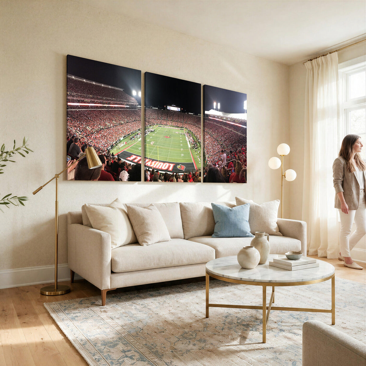 52267-MGV-CV-36X24 - University of Louisville Cardinals Football Team Print - Louisville Cardinal Stadium Wall Art Canvas