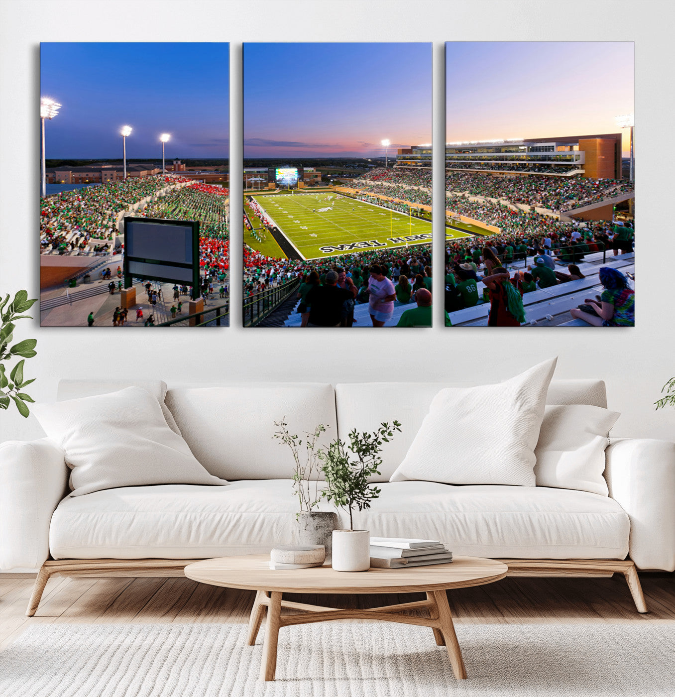 MGV-CV-60X30-3P - University of North Texas Mean Green Football Team Print - Denton DATCU Stadium Canvas Print Wall