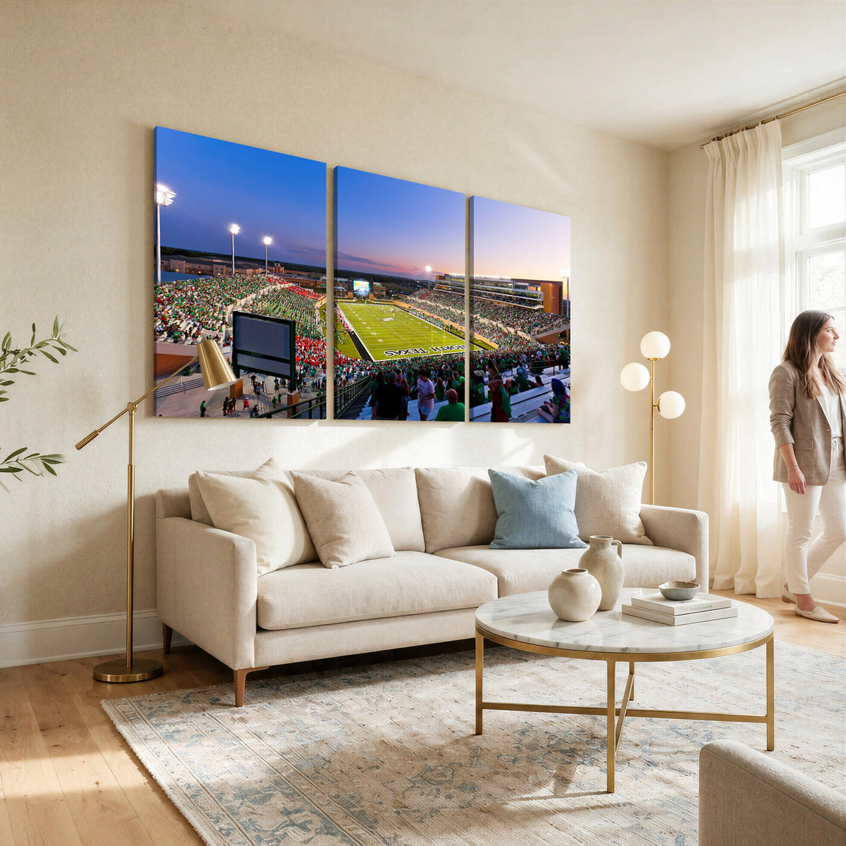 25916-MGV-CV-36X24 - University of North Texas Mean Green Football Team Print - Denton DATCU Stadium Canvas Print Wall