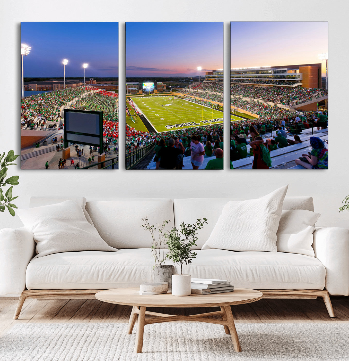 MGV-CV-60X30-3P - University of North Texas Mean Green Football Team Print - Denton DATCU Stadium Wall Art Canvas