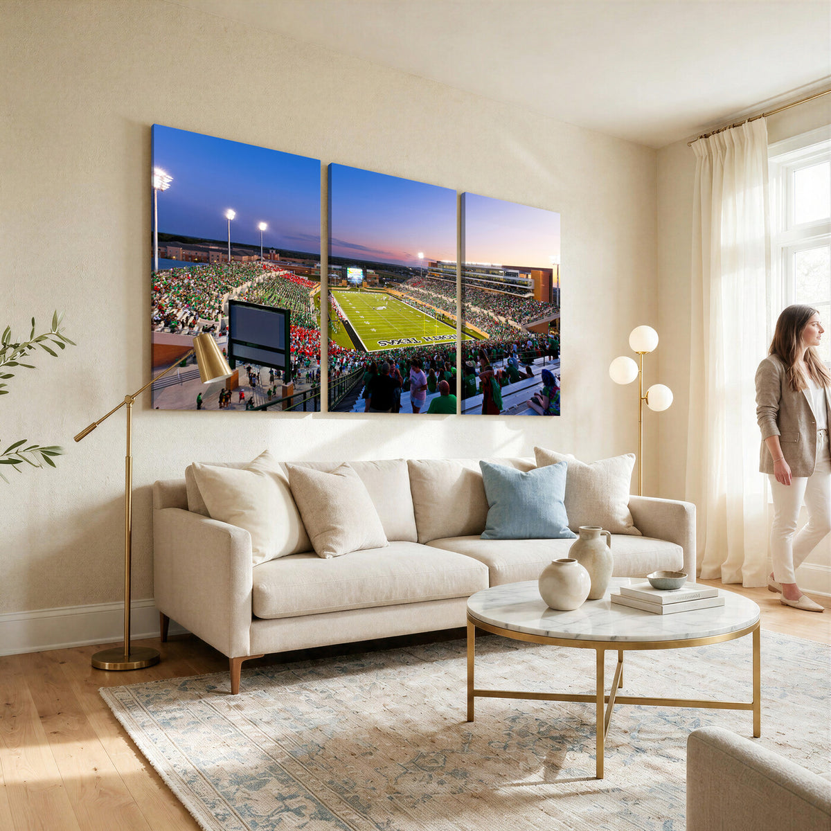 81582-MGV-CV-36X24 - University of North Texas Mean Green Football Team Print - Denton DATCU Stadium Wall Art Canvas