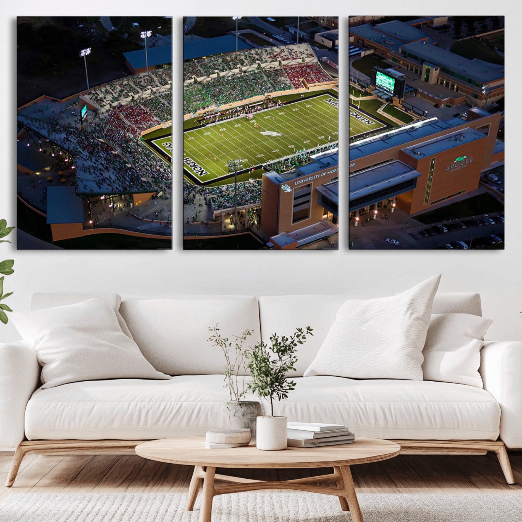46167-MGV-CV-36X24-University of North Texas Mean Green Football Artwork, Football Team Print - Denton DATCU Stadium