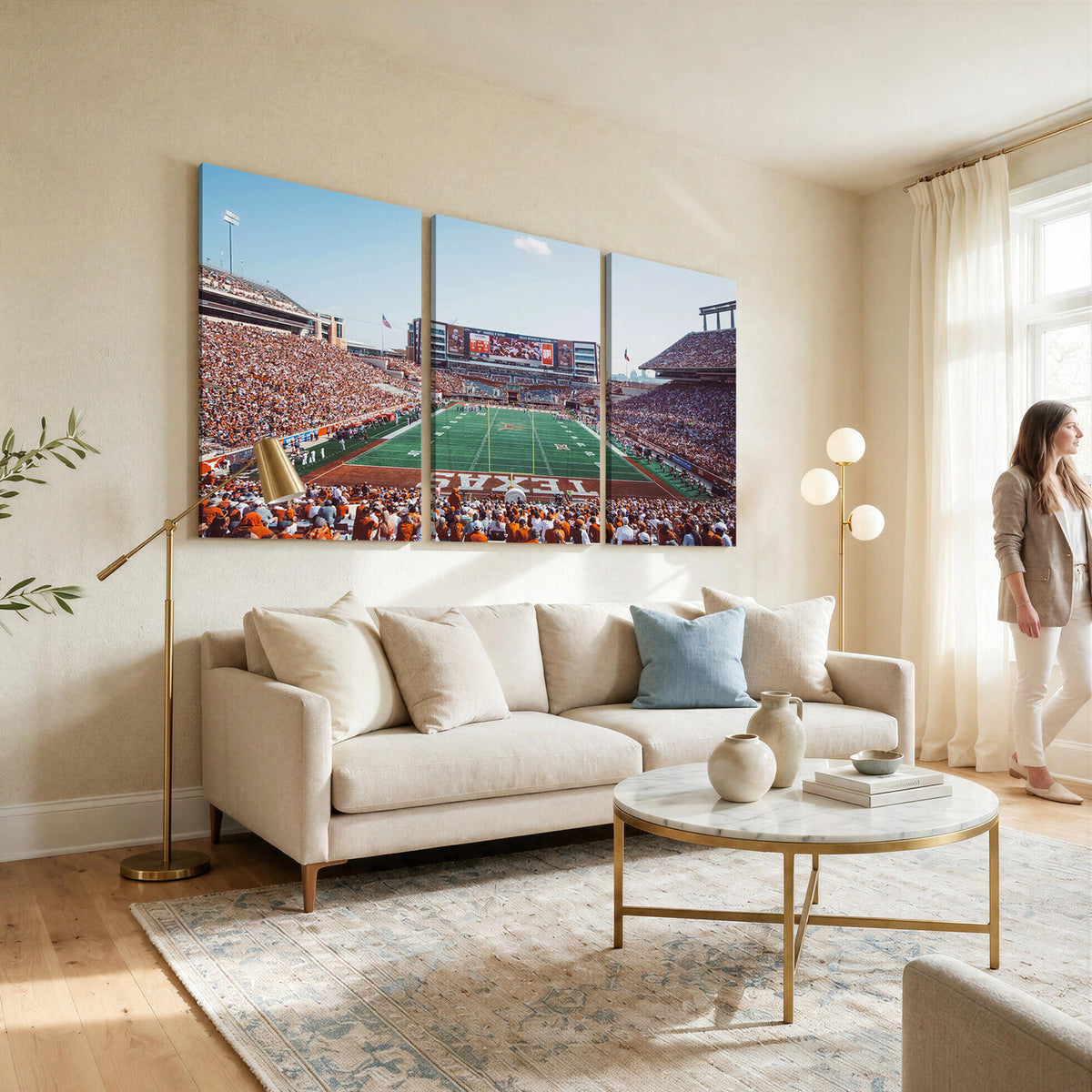 14826-MGV-CV-36X24 - Framed Texas Memorial Stadium Canvas, University of Texas Longhorns Football Team Print - Austin