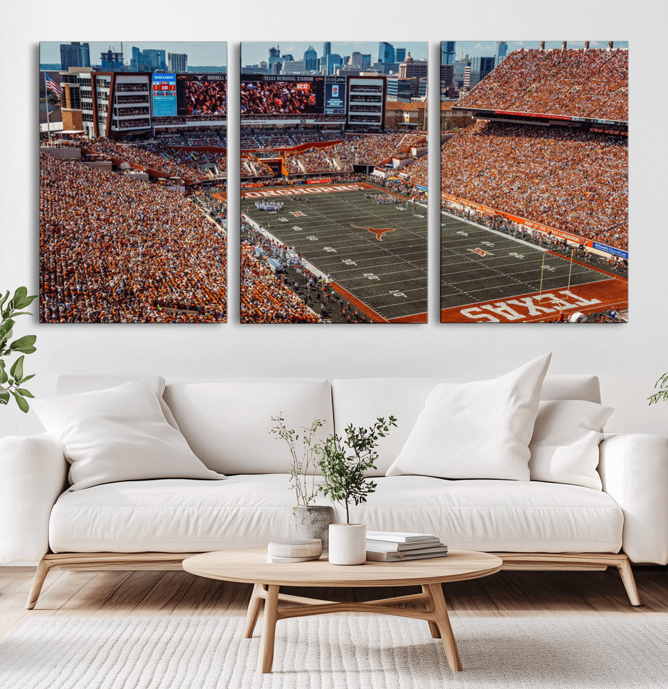 MGV-CV-60X30-3P - University of Texas Longhorns Football Team Print - Austin Darrell K Royal-Texas Memorial Stadium