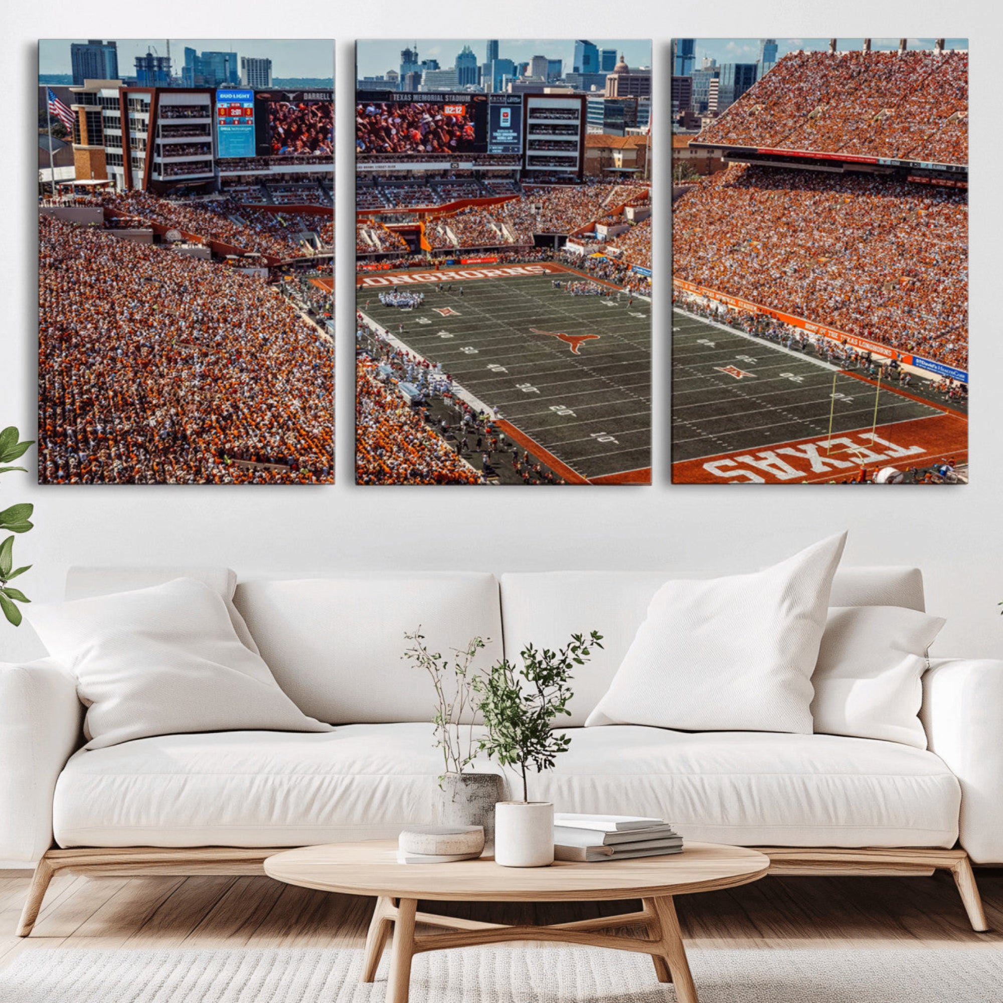 92103-MGV-CV-36X24-University of Texas Longhorns Football Team Print - Austin Darrell K Royal-Texas Memorial Stadium