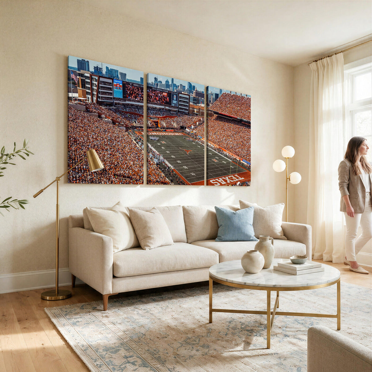 92103-MGV-CV-36X24 - University of Texas Longhorns Football Team Print - Austin Darrell K Royal-Texas Memorial Stadium