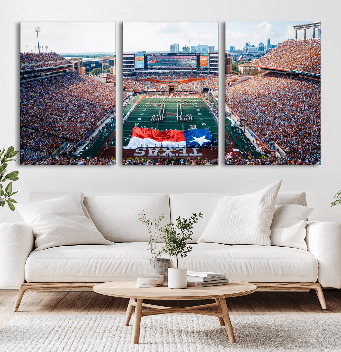 MGV-CV-60X30-3P - University of Texas Longhorns Football Team Canvas Print - Austin Darrell K Royal-Texas Memorial