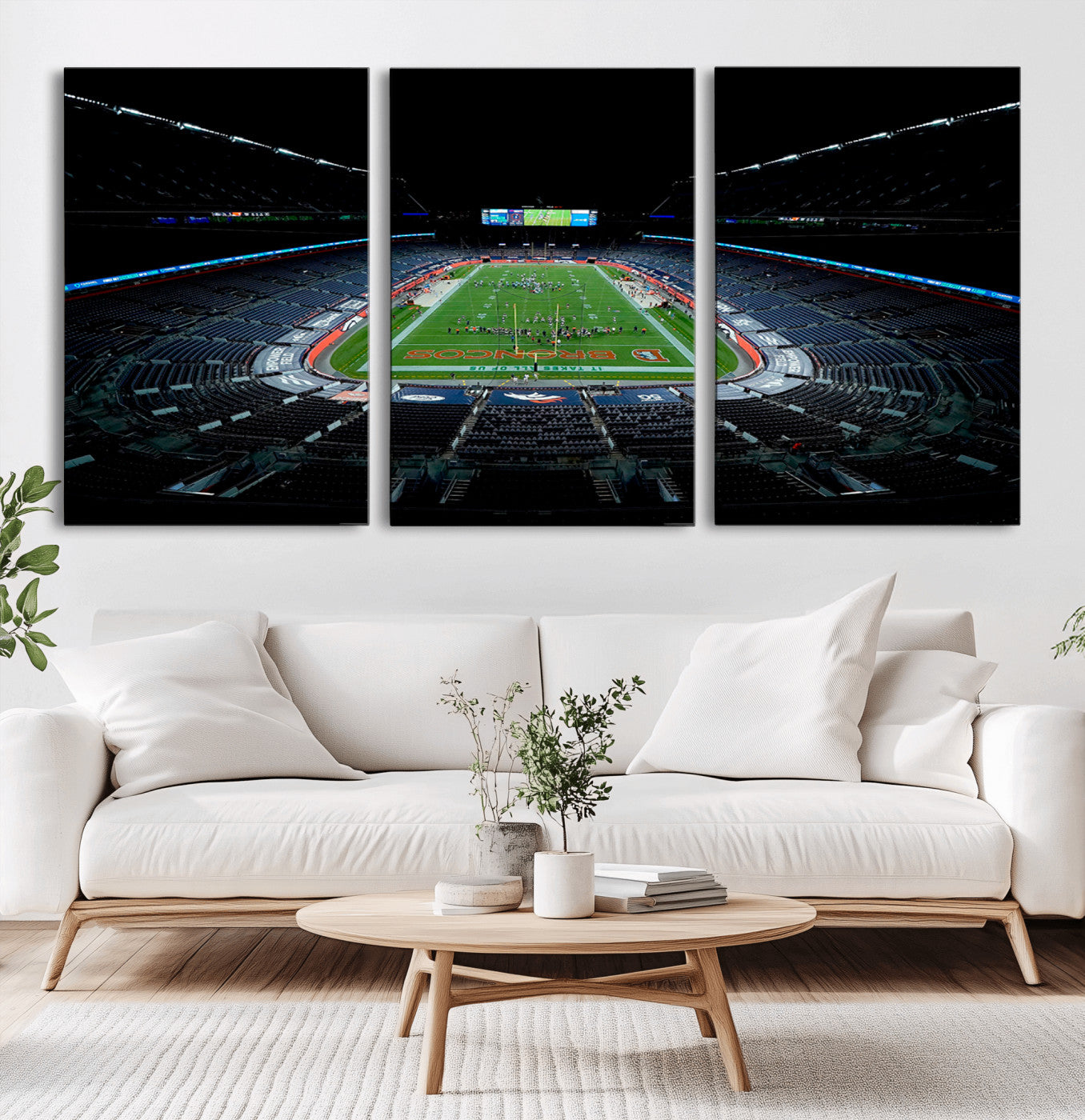 MGV-CV-60X30-3P - Denver Broncos Football Team Print Canvas- Denver Empower Field at Mile High Stadium Wall Art Canvas