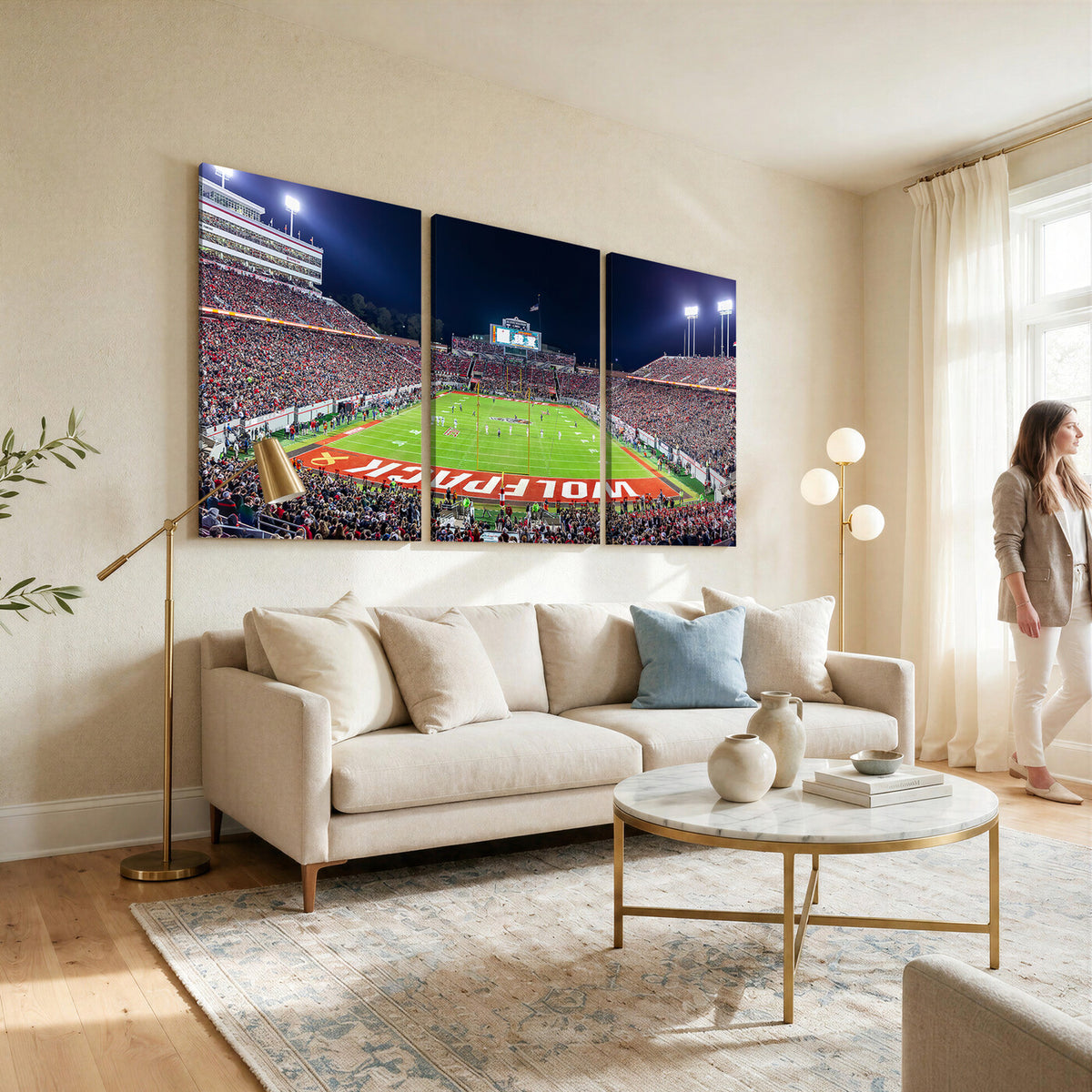 80943-MGV-CV-36X24 - Wolfpack Football Team Print - Raleigh Carter-Finley Stadium Wall Art Canvas Print