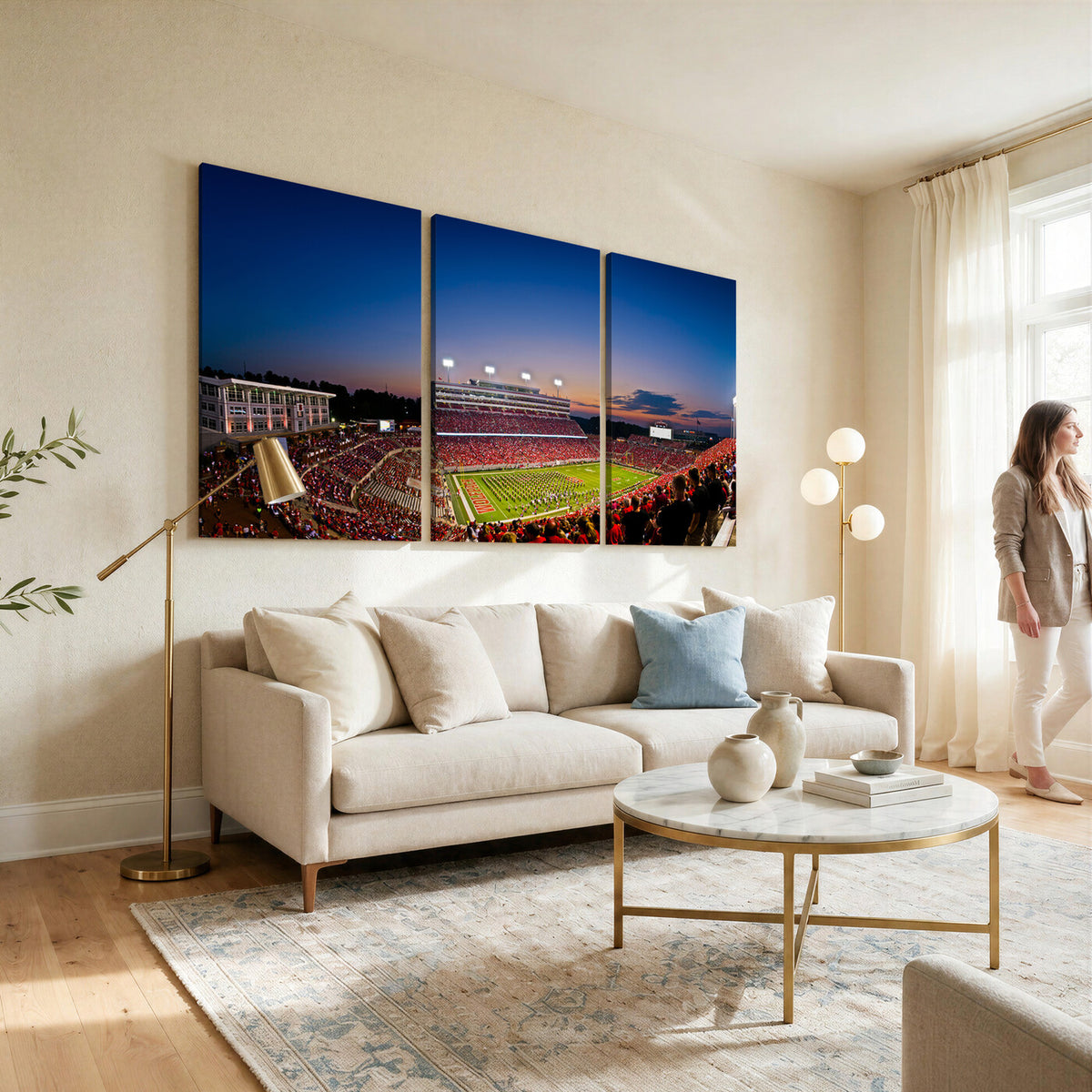 76202-MGV-CV-36X24 - Wolfpack Football Team Wall Art Print - Raleigh Carter-Finley Stadium Wall Art Canvas Print