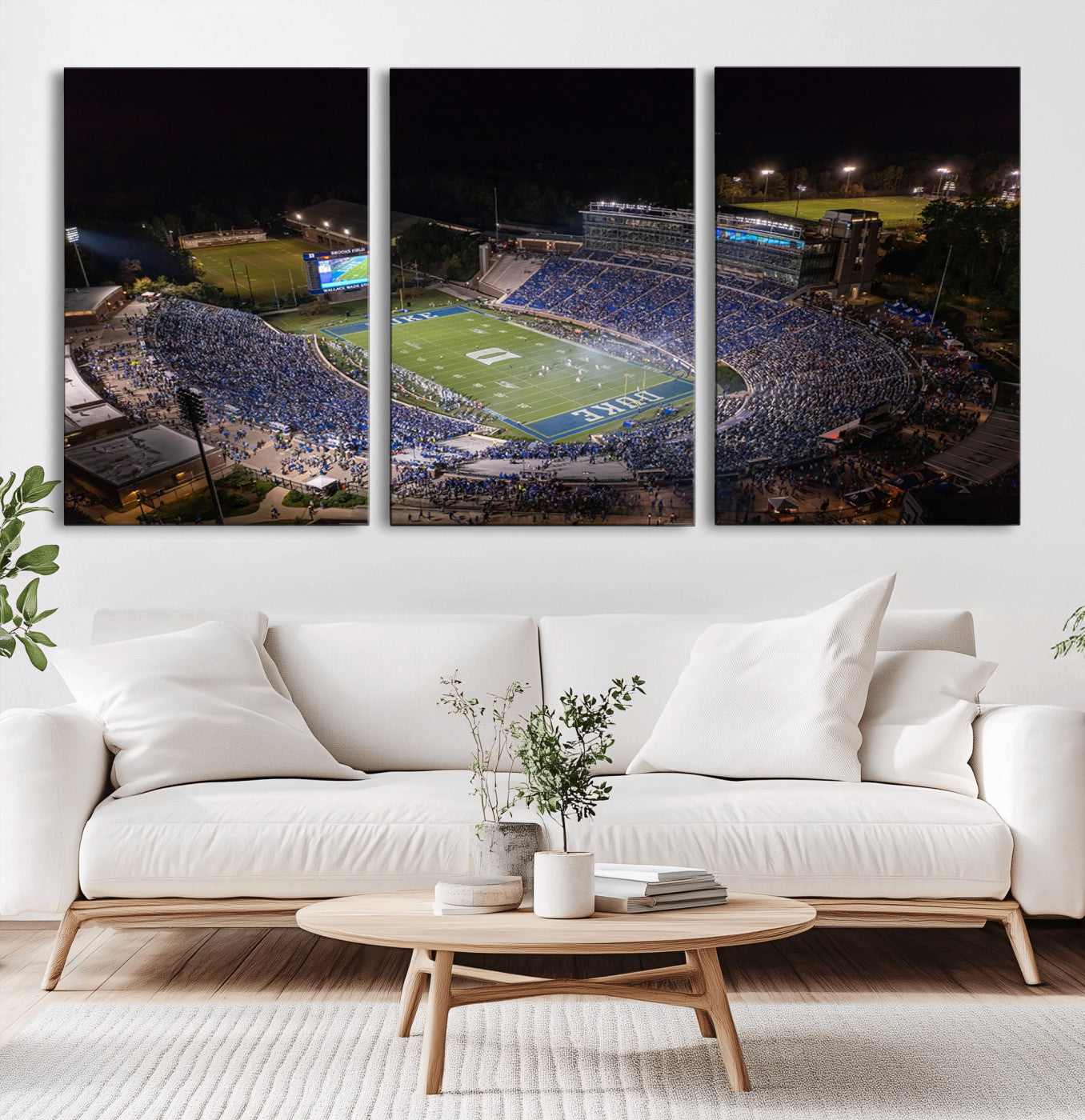 MGV-CV-60X30-3P - Duke University Blue Devils Football Print Canvas - Durham Wallace Wade Stadium Wall Art Canvas