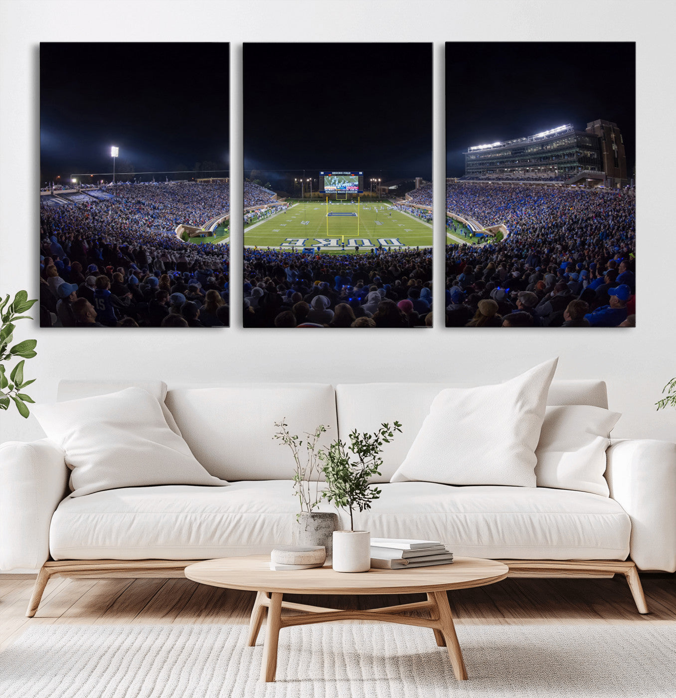 MGV-CV-60X30-3P - Duke University Blue Devils Football Team Print - Durham Wallace Wade Stadium Wall Art Canvas Print