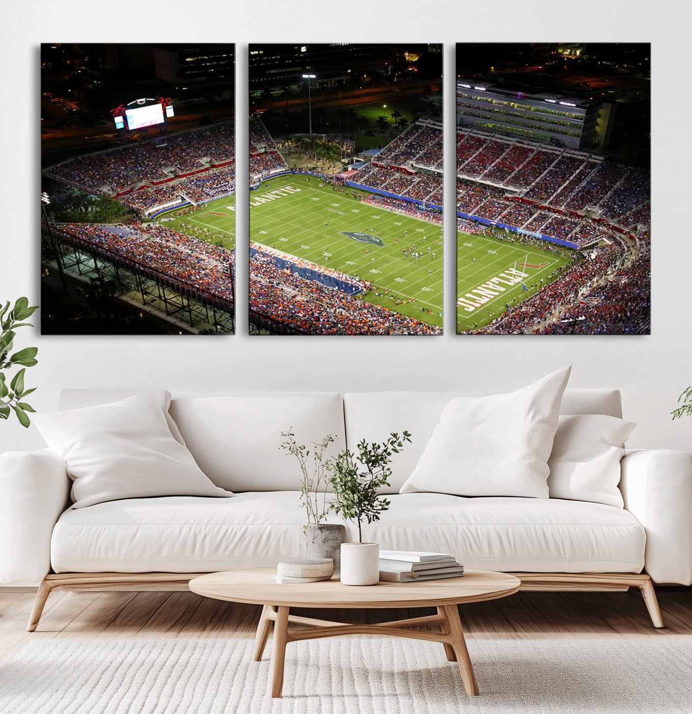 MGV-CV-60X30-3P - Florida Atlantic University Owls Canvas Print, Football Team Print - Boca Raton FAU Stadium Wall Art