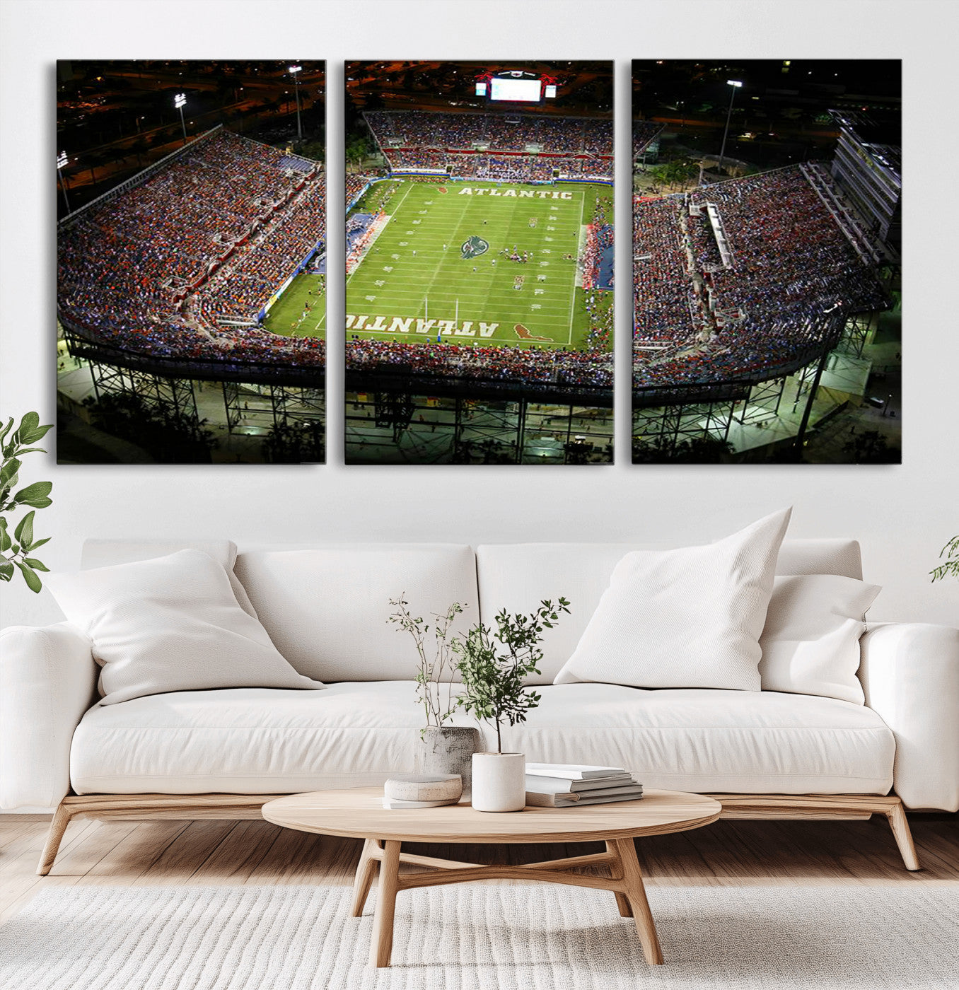 MGV-CV-60X30-3P - Florida Atlantic University Owls Football Team Print - Boca Raton FAU Stadium Wall Art Canvas Print