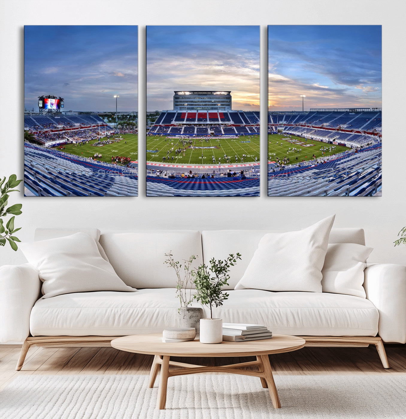 MGV-CV-60X30-3P - Florida Atlantic University Owls Football Team Print - Boca Raton FAU Stadium Wall Art Canvas Print
