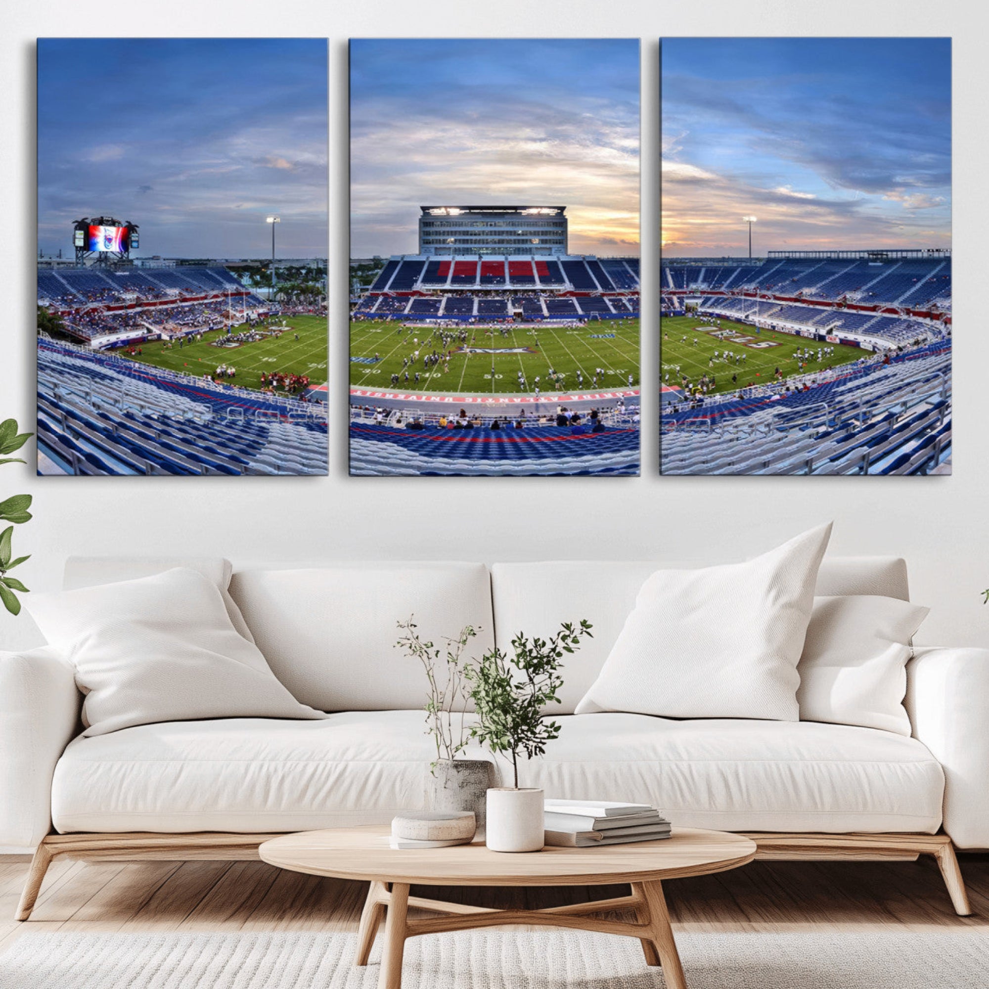 69559-MGV-CV-36X24-Florida Atlantic University Owls Football Team Print - Boca Raton FAU Stadium Wall Art Canvas Print