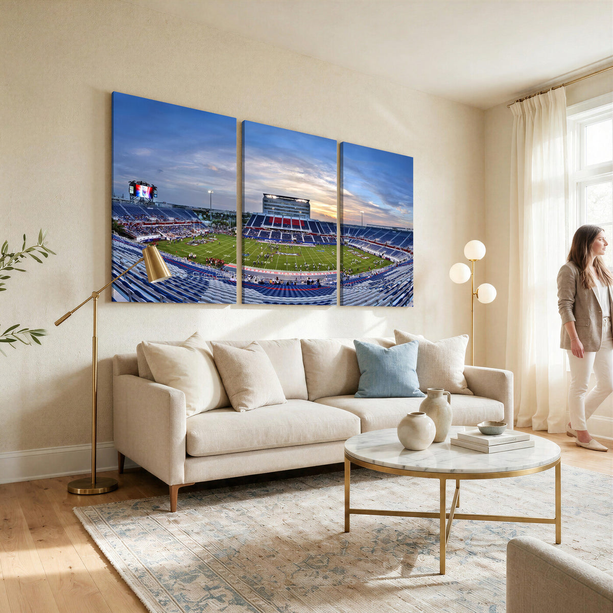 69559-MGV-CV-36X24 - Florida Atlantic University Owls Football Team Print - Boca Raton FAU Stadium Wall Art Canvas Print