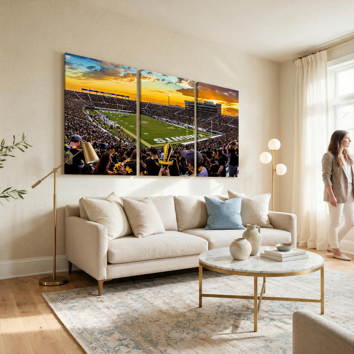 66803-MGV-CV-36X24 - UCF Knights Football Team Print - Orlando FBC Mortgage Stadium, UCF Knights Wall Art Canvas Print