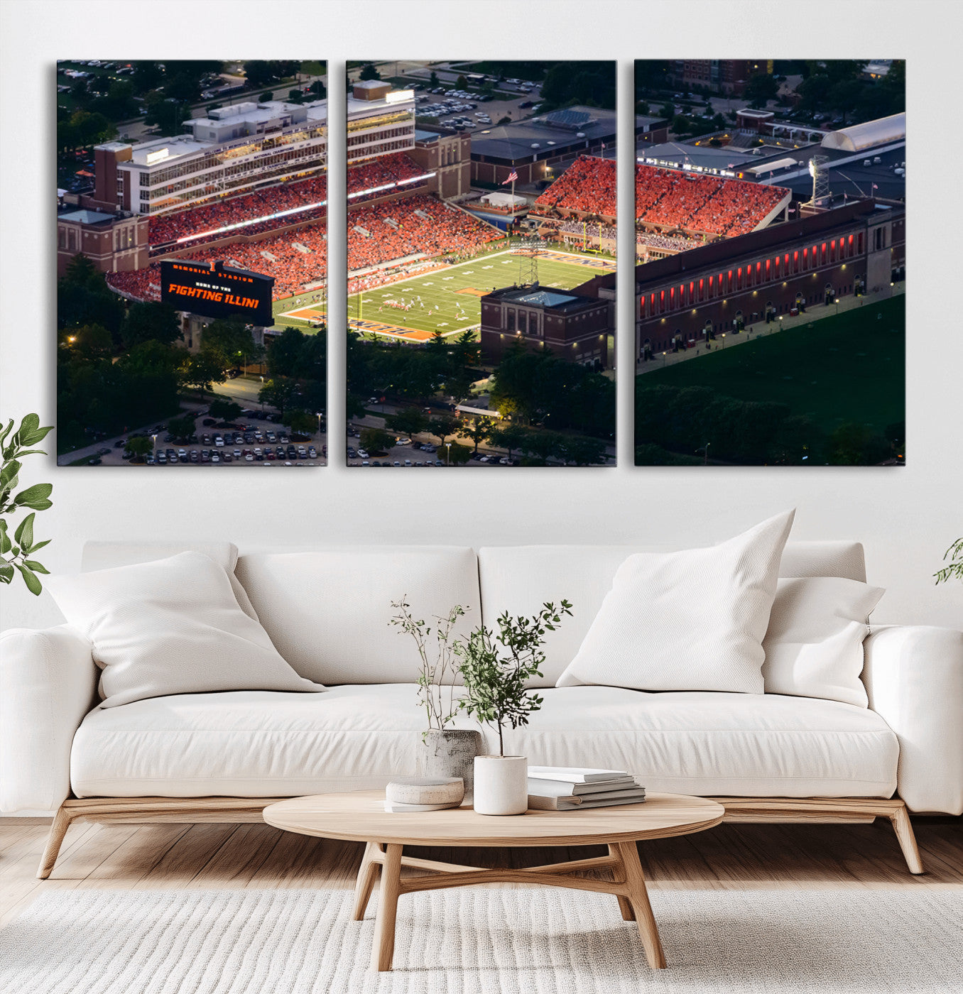 MGV-CV-60X30-3P - University of Illinois Fighting Illini Football Team Print - Champaign Illinois Memorial Stadium