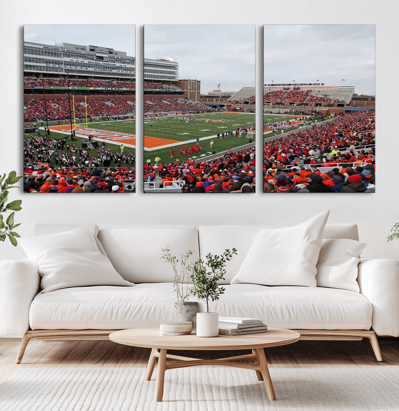MGV-CV-60X30-3P - University of Illinois Fighting Illini Football Team Print - Champaign Illinois Memorial Stadium