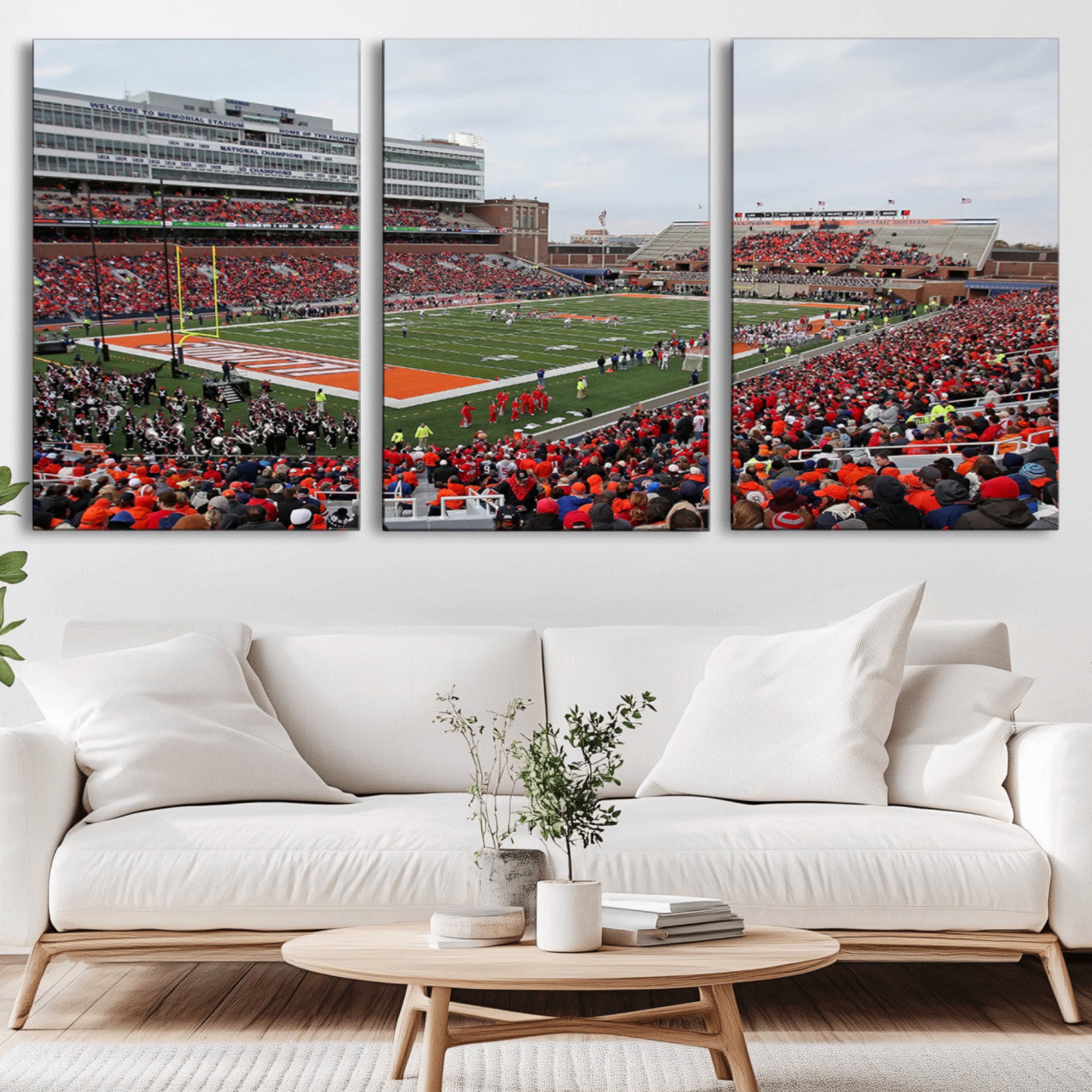86851-MGV-CV-36X24-University of Illinois Fighting Illini Football Team Print - Champaign Illinois Memorial Stadium