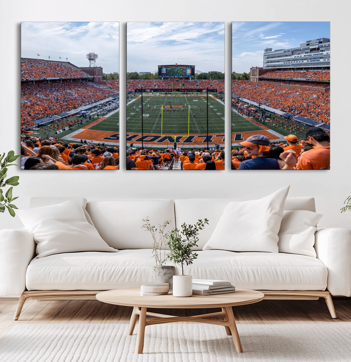 MGV-CV-60X30-3P - University of Illinois Fighting Illini Football Team Print Canvas - Champaign Illinois Memorial