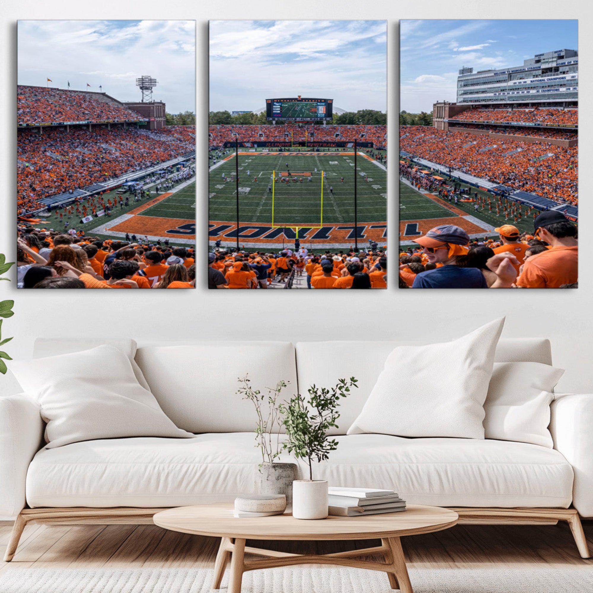 68701-MGV-CV-36X24-University of Illinois Fighting Illini Football Team Print Canvas - Champaign Illinois Memorial