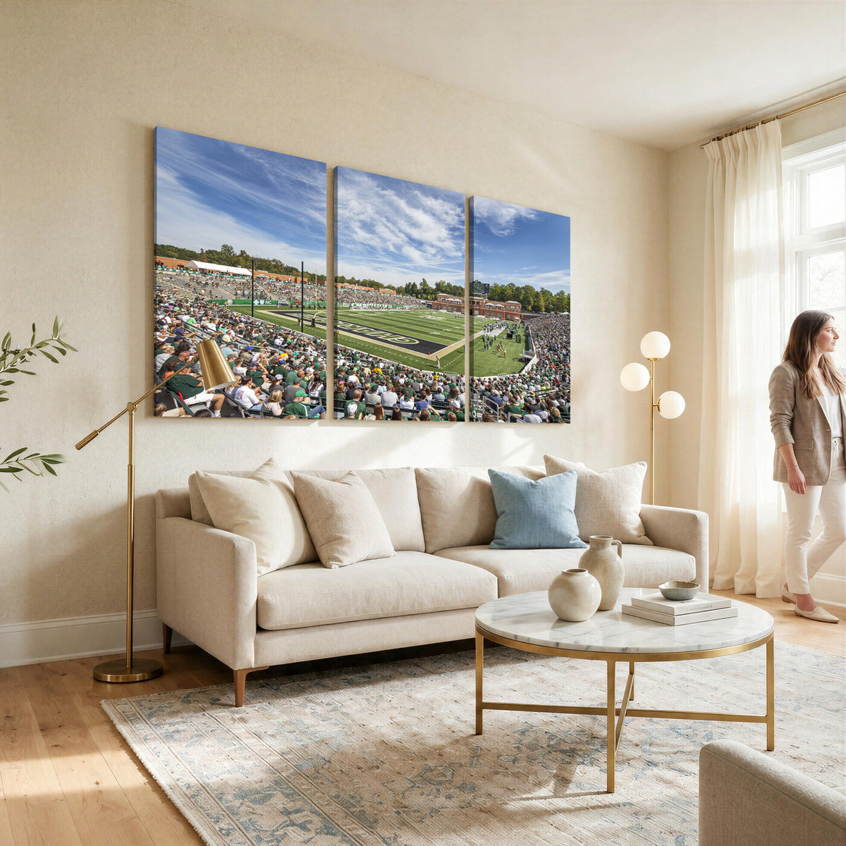 67799-MGV-CV-36X24 - University of Charlotte 49ers Football Team Print - Charlotte Jerry Richardson Stadium Canvas Print