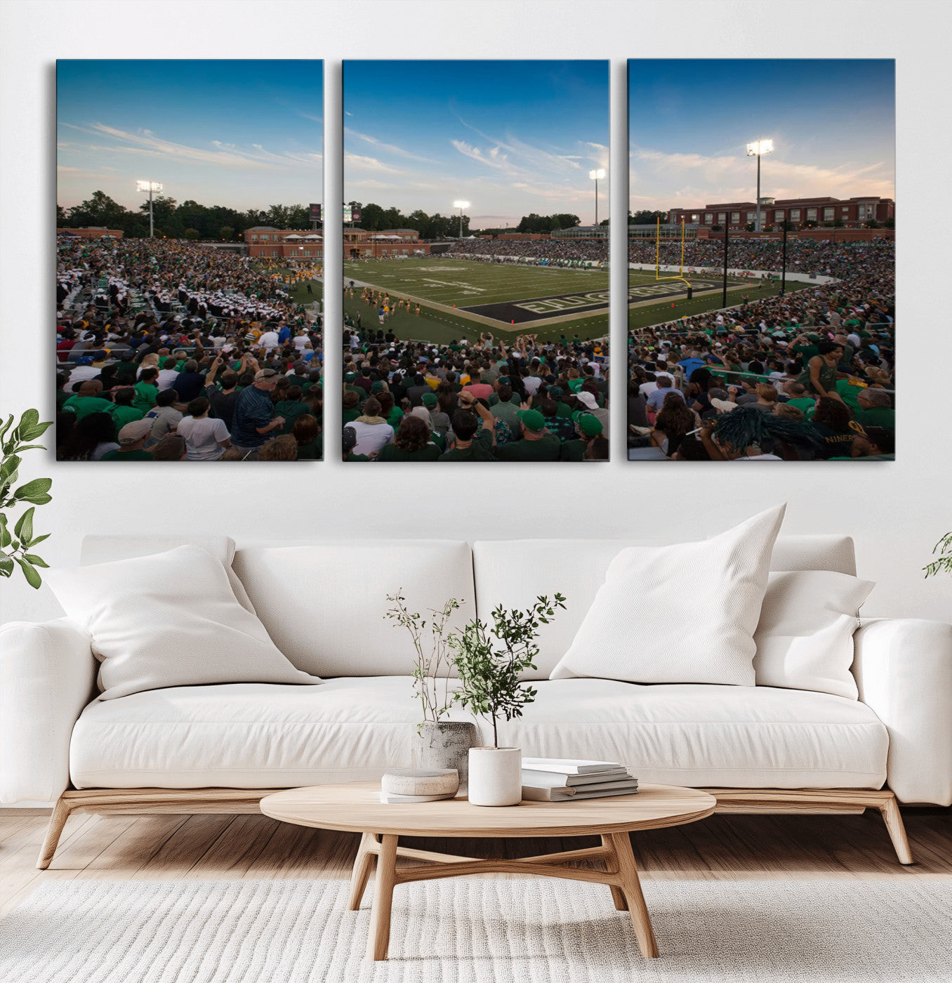 MGV-CV-60X30-3P - University of Charlotte 49ers Football Team Print - Charlotte Jerry Richardson Stadium Wall Art