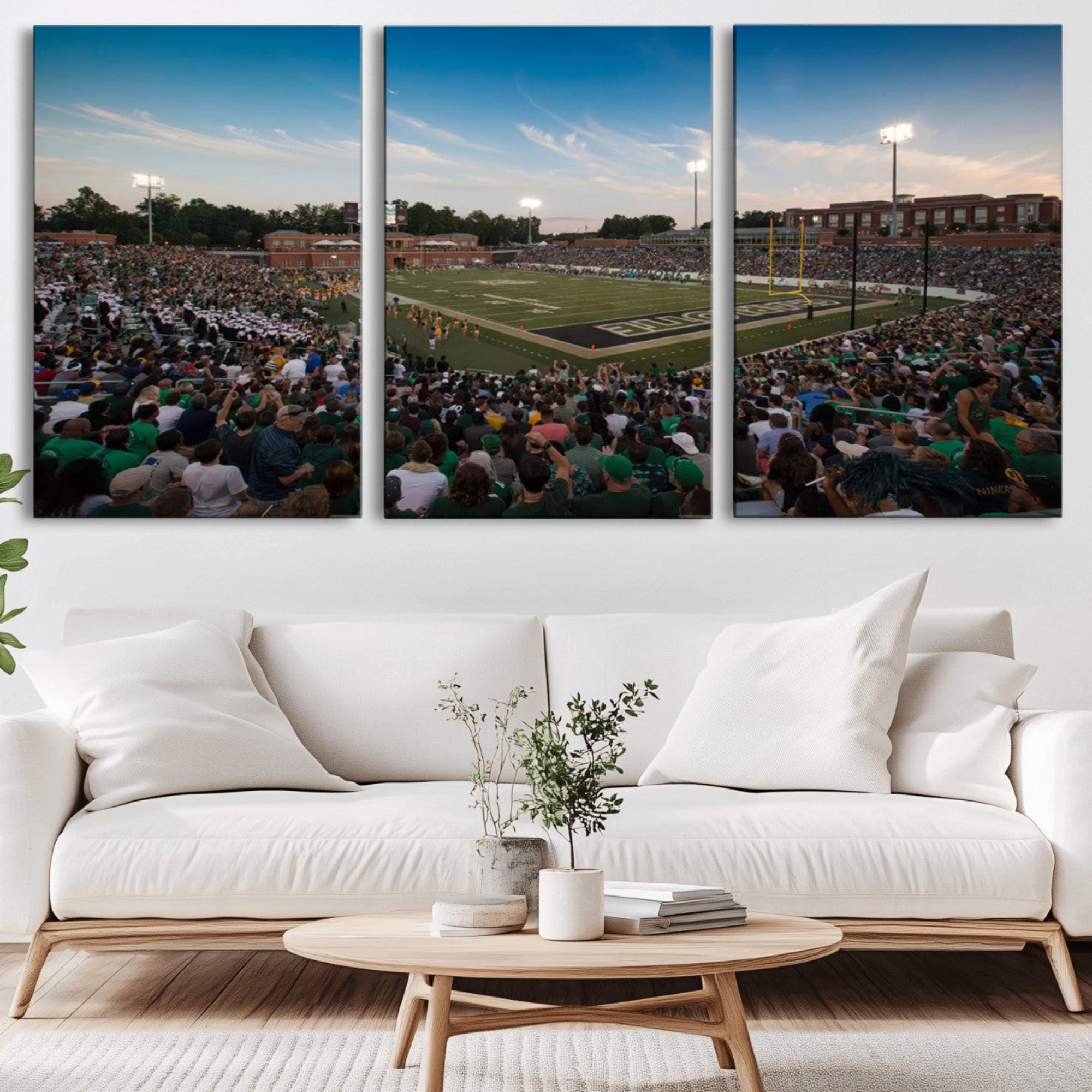 12290-MGV-CV-36X24-University of Charlotte 49ers Football Team Print - Charlotte Jerry Richardson Stadium Wall Art