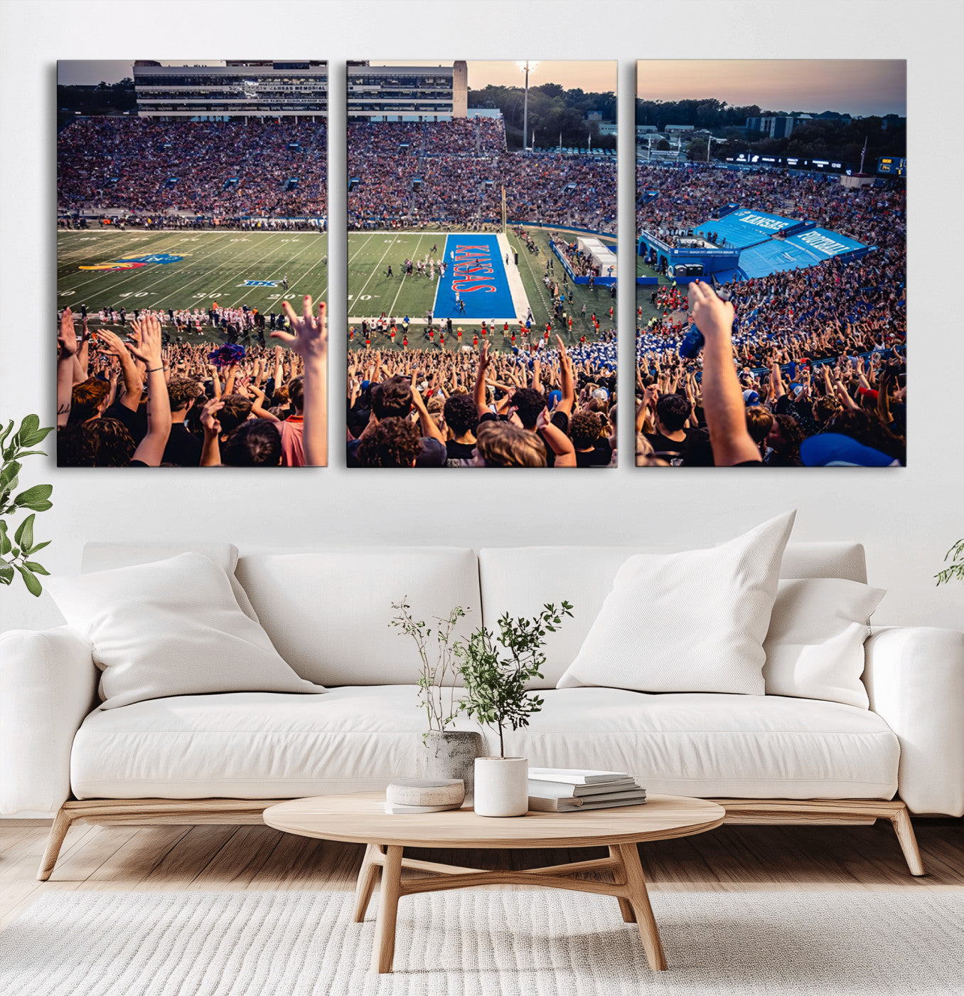 MGV-CV-60X30-3P - University of Kansas Jayhawks Football Team Art Print - Lawrence Kansas Memorial Stadium Wall Art