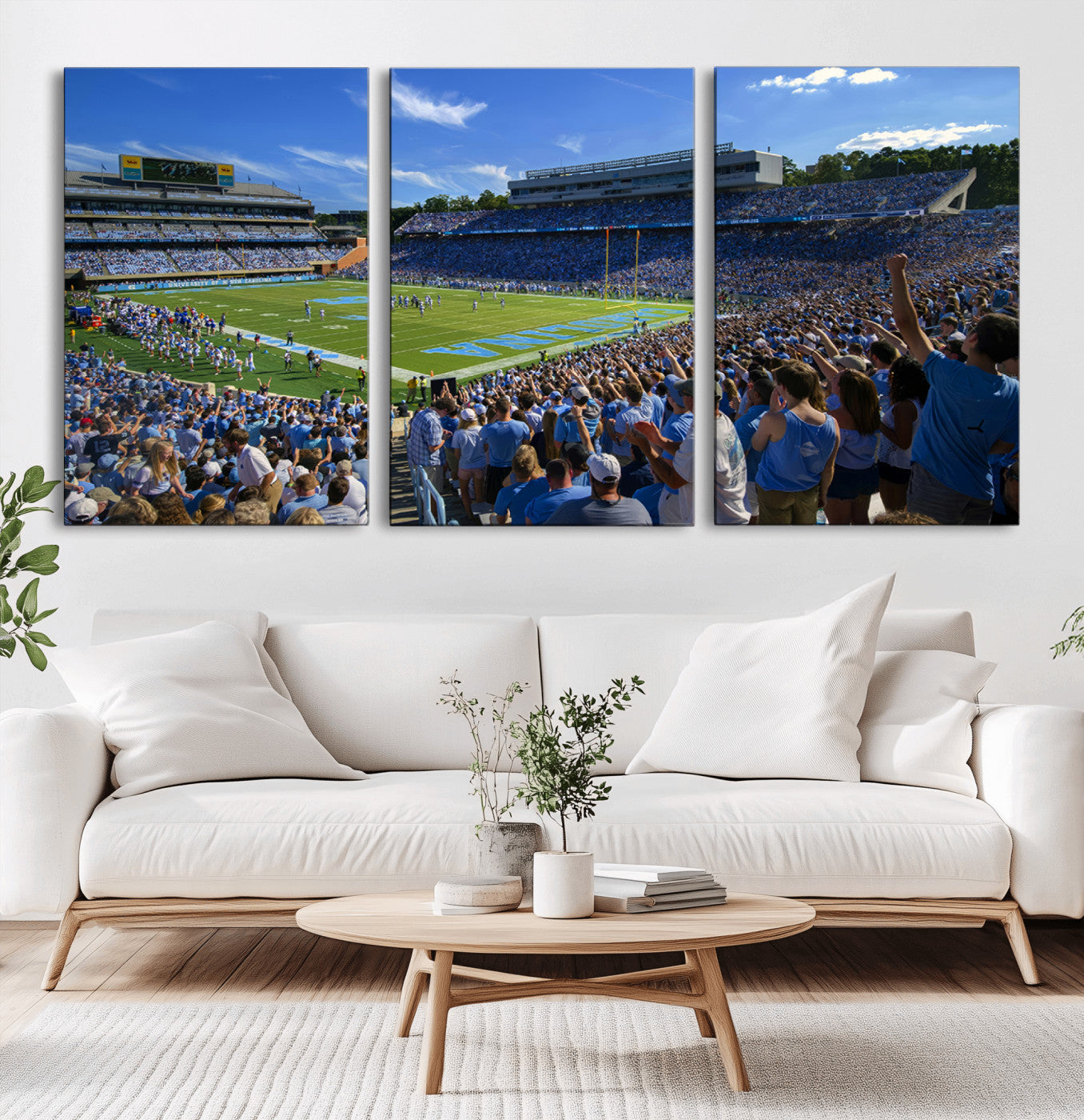 MGV-CV-60X30-3P - University of North Carolina Tar Heels Team Canvas Print - Chapel Hill Kenan Memorial Stadium Wall