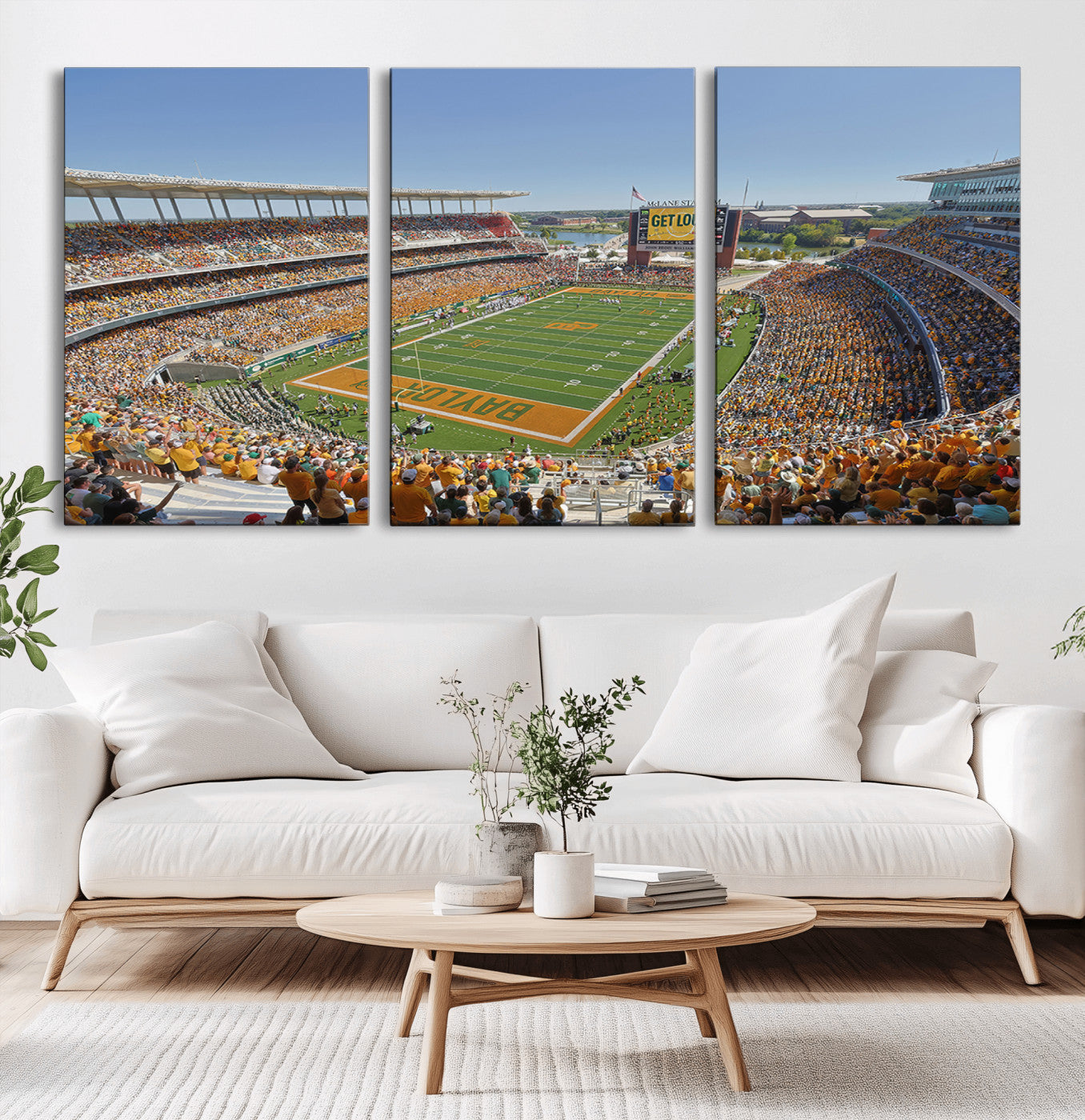 MGV-CV-60X30-3P - Baylor University Bears Football Team Print - Waco McLane Stadium Wall Art Canvas Print