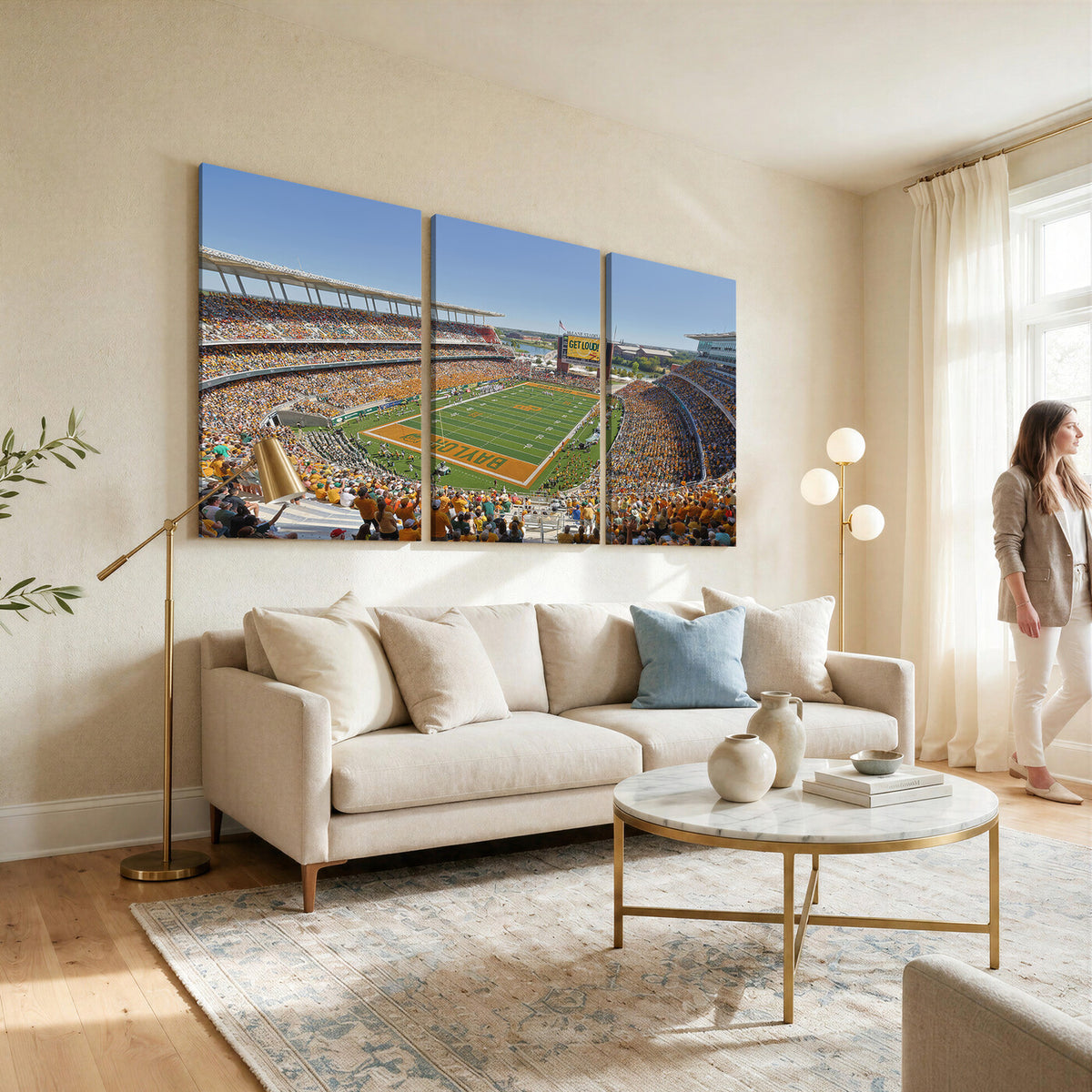49912-MGV-CV-36X24 - Baylor University Bears Football Team Print - Waco McLane Stadium Wall Art Canvas Print