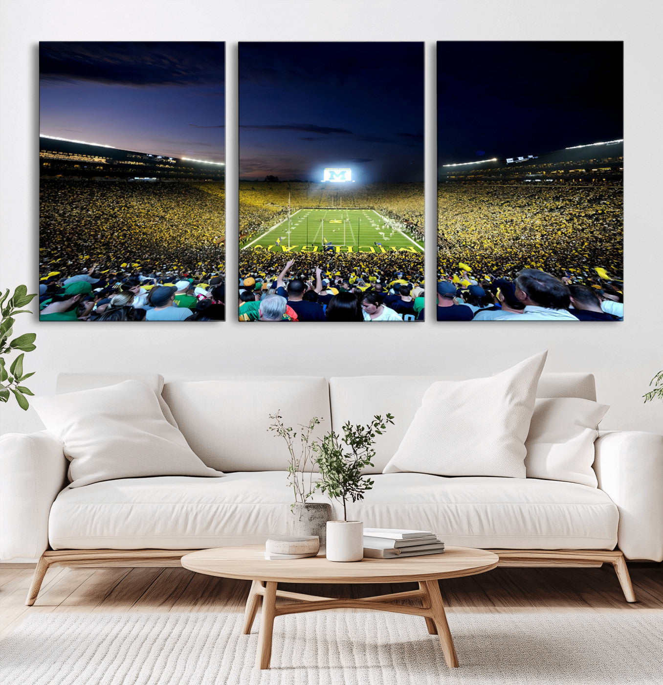 MGV-CV-60X30-3P - University of Michigan Wolverines Football Team Print - Ann Arbor Michigan Stadium Canvas Print