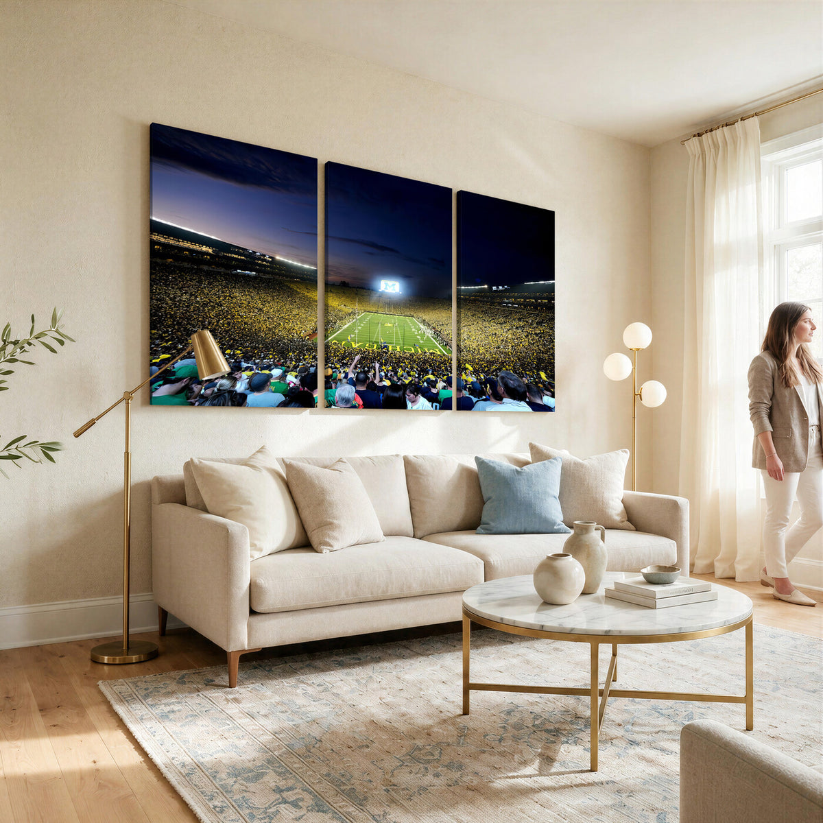 22115-MGV-CV-36X24 - University of Michigan Wolverines Football Team Print - Ann Arbor Michigan Stadium Canvas Print