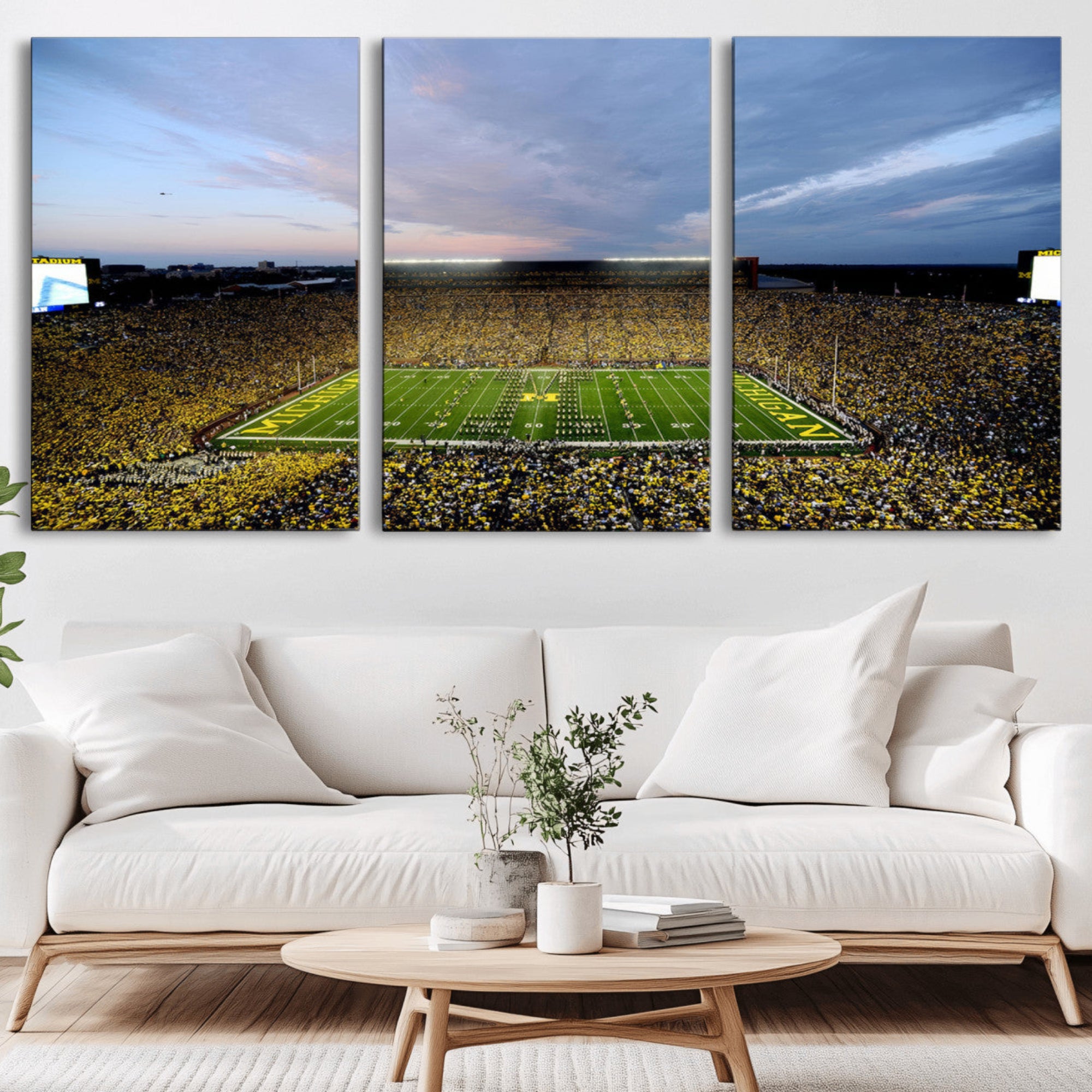 -University of Michigan Wolverines Football Team Print - Ann Arbor Michigan Stadium Wall Art Canvas