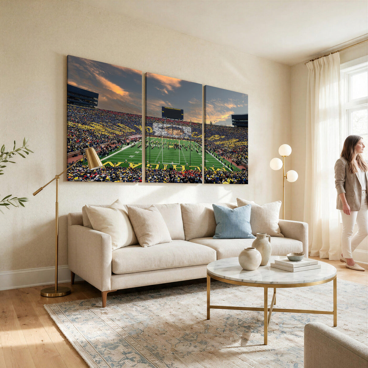 81843-MGV-CV-36X24 - University of Michigan Wolverines Print Canvas, Football Team Print - Ann Arbor Michigan Stadium