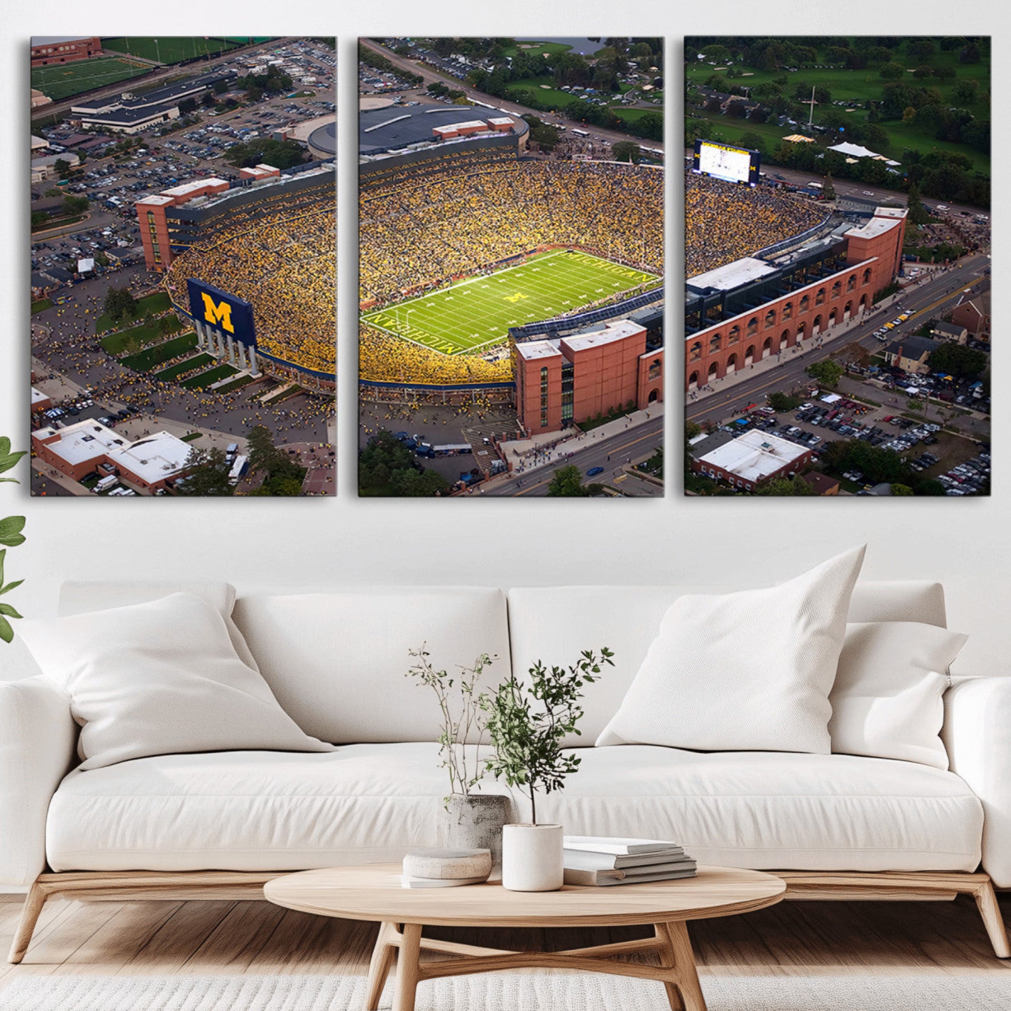 -University of Michigan Wolverines Football Team Print - Ann Arbor Michigan Stadium Wall Art Canvas