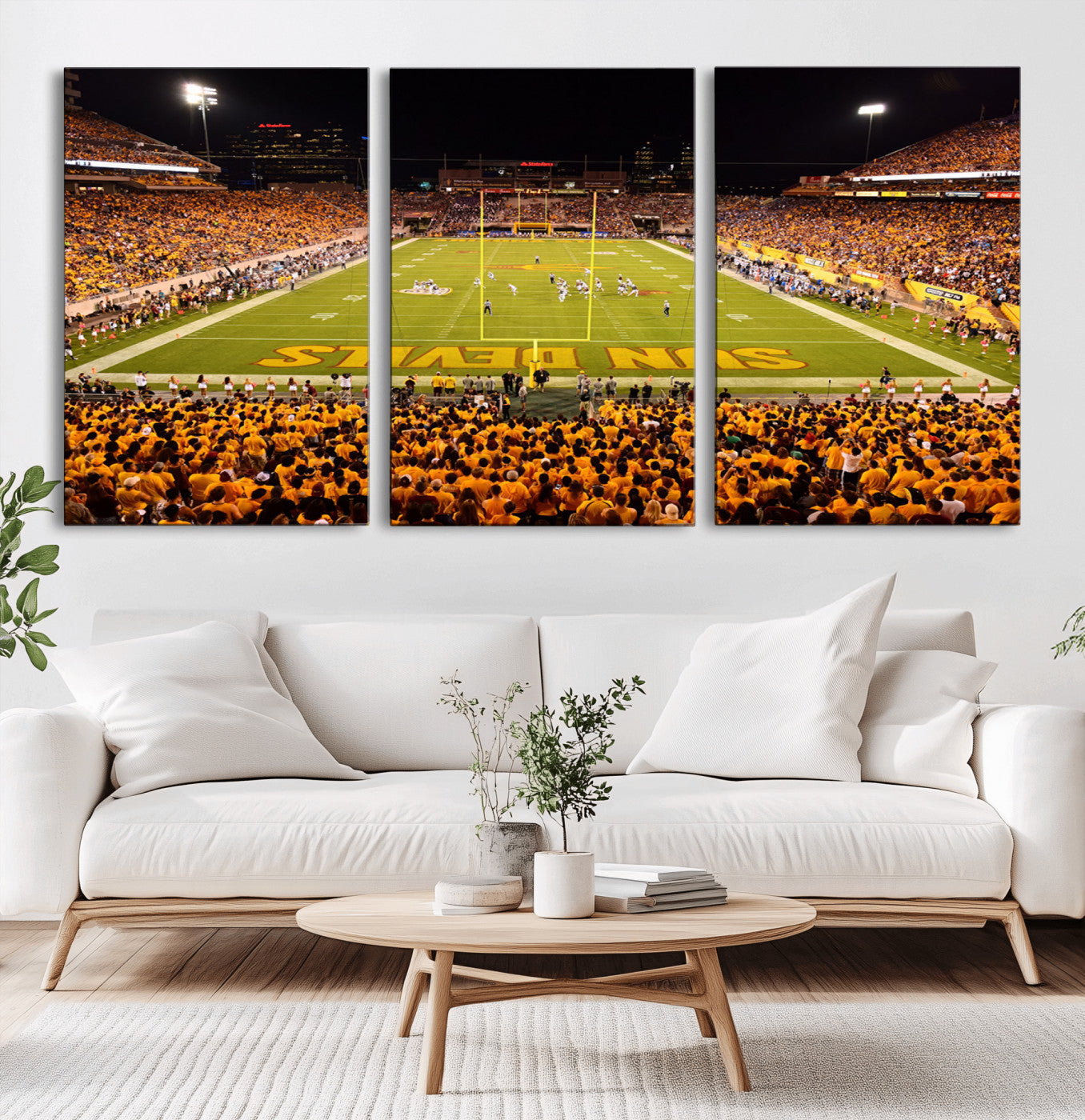 MGV-CV-60X30-3P - ASU Sun Devils Football Team Print - Phoenix Mountain America Stadium Wall Art Canvas Print