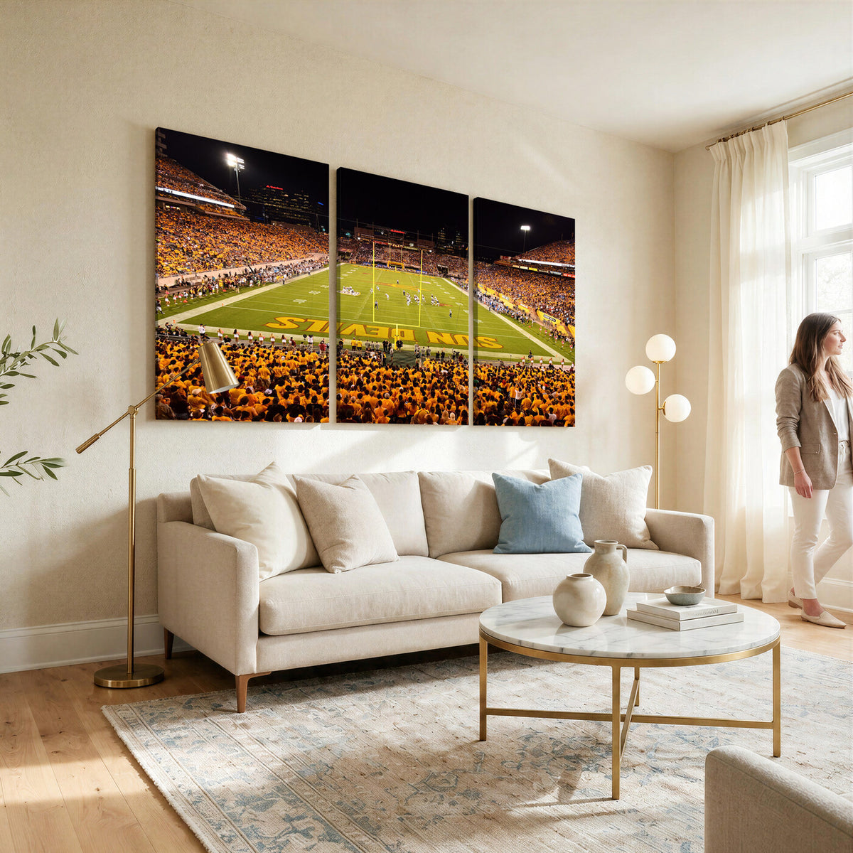 21588-MGV-CV-36X24 - ASU Sun Devils Football Team Print - Phoenix Mountain America Stadium Wall Art Canvas Print