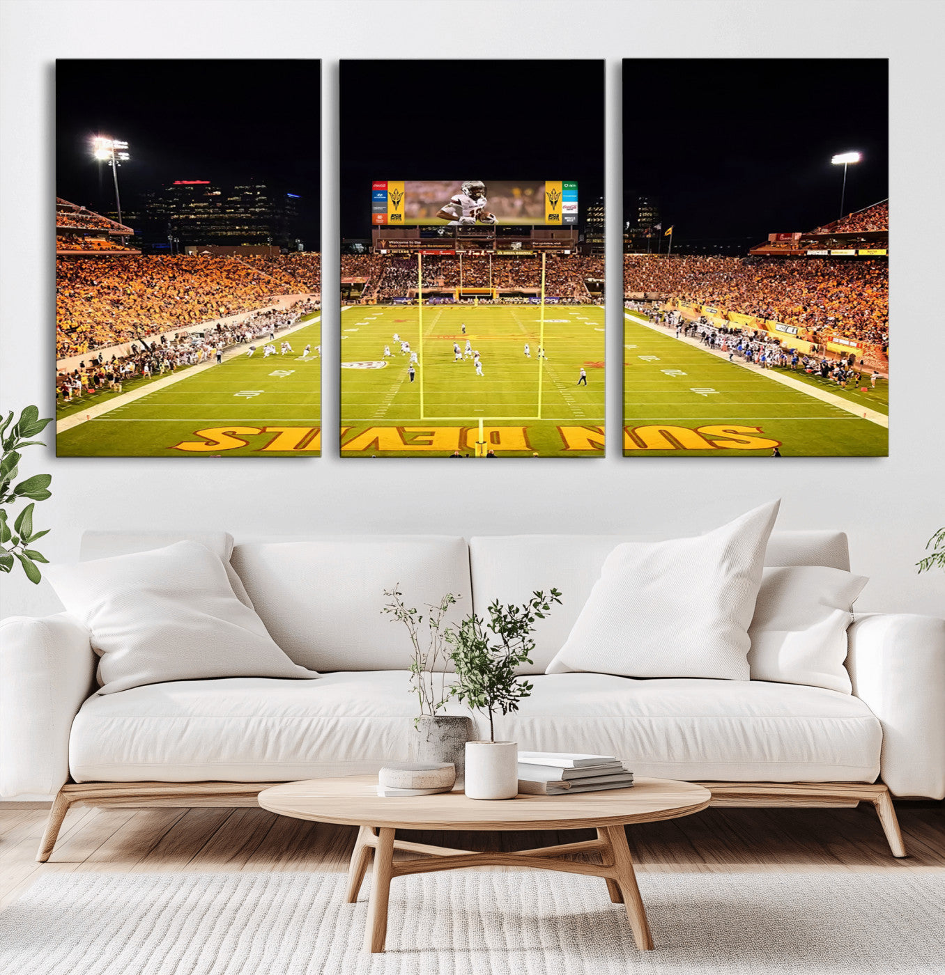 MGV-CV-60X30-3P - ASU Sun Devils Football Team Print - Phoenix Mountain America Stadium Canvas Print