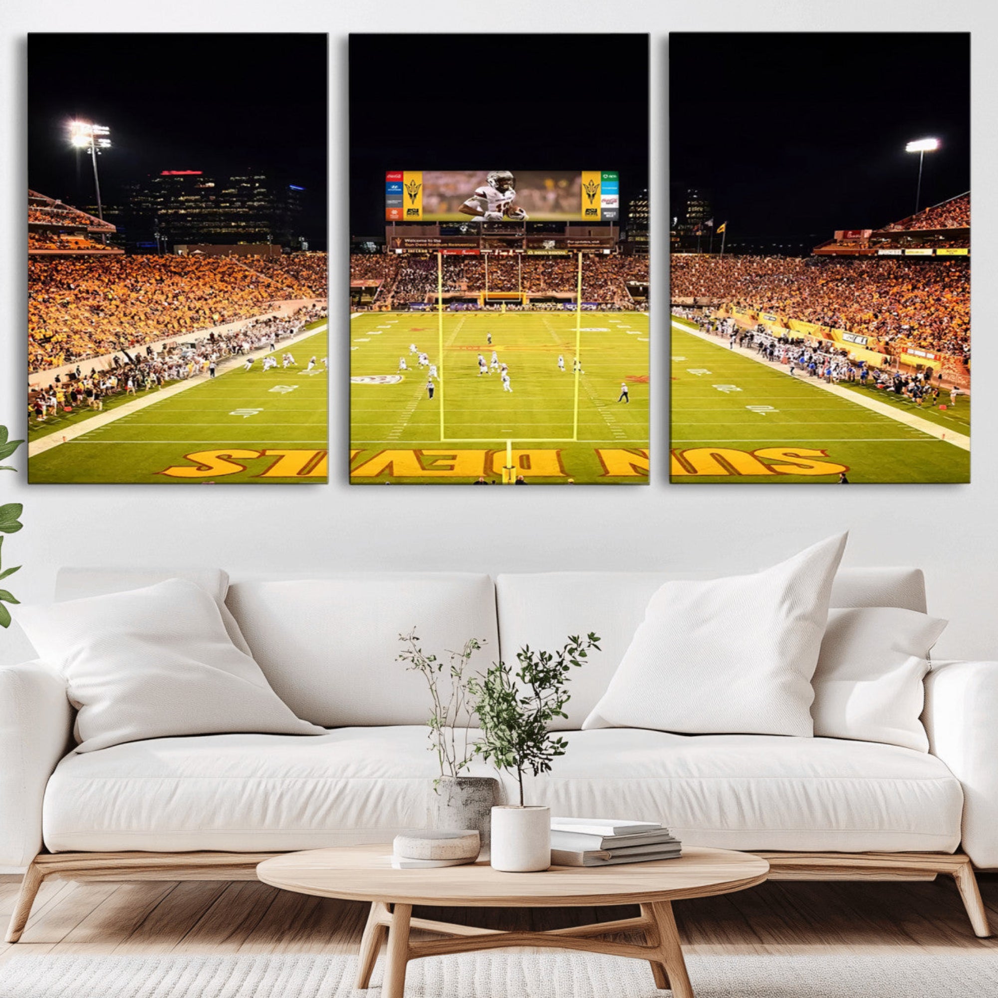 87612-MGV-CV-36X24-ASU Sun Devils Football Team Print - Phoenix Mountain America Stadium Canvas Print