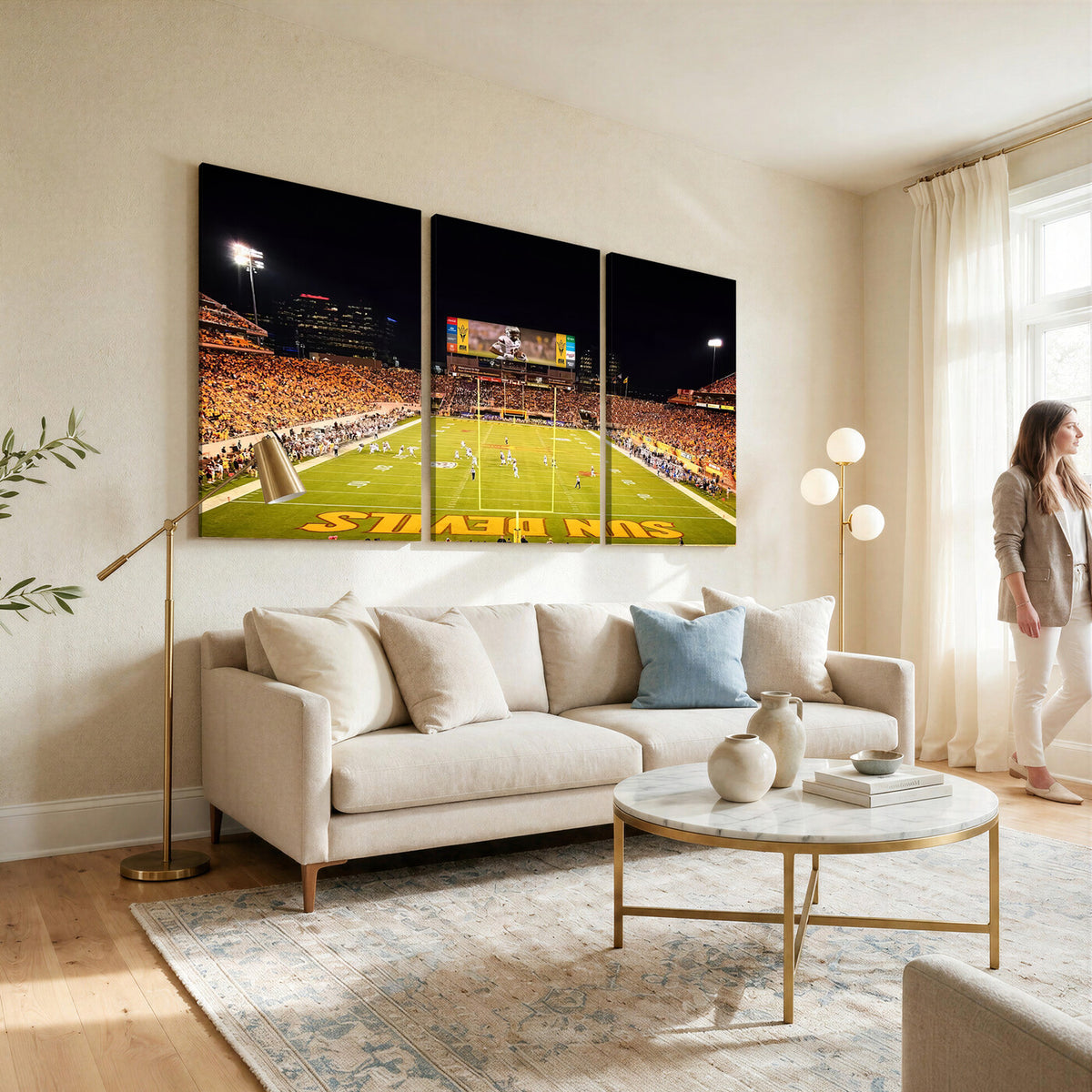 87612-MGV-CV-36X24 - ASU Sun Devils Football Team Print - Phoenix Mountain America Stadium Canvas Print