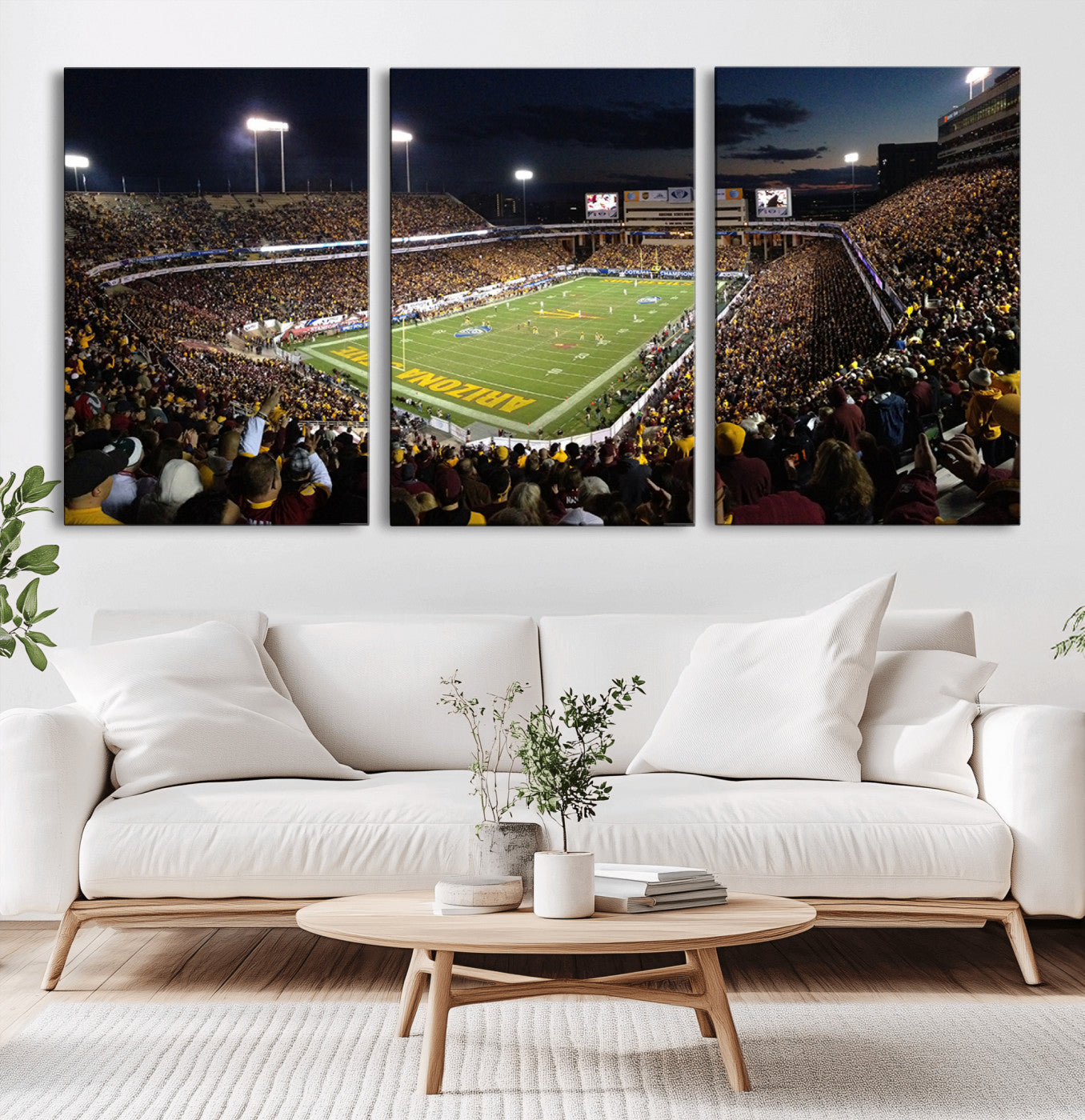 MGV-CV-60X30-3P - ASU Sun Devils Football Team Print Canvas - Phoenix Mountain America Stadium Wall Art Canvas Print