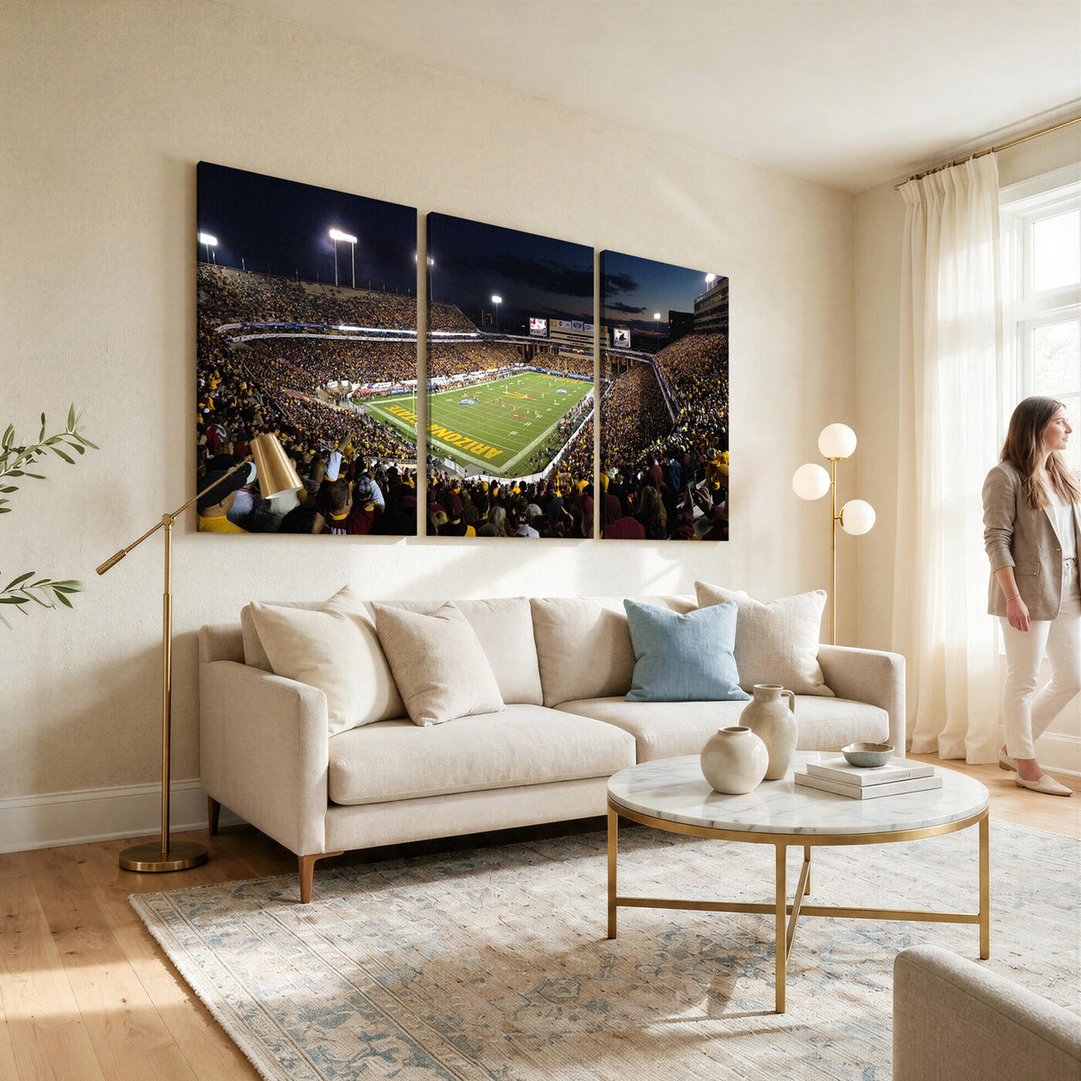75716-MGV-CV-36X24 - ASU Sun Devils Football Team Print Canvas - Phoenix Mountain America Stadium Wall Art Canvas Print