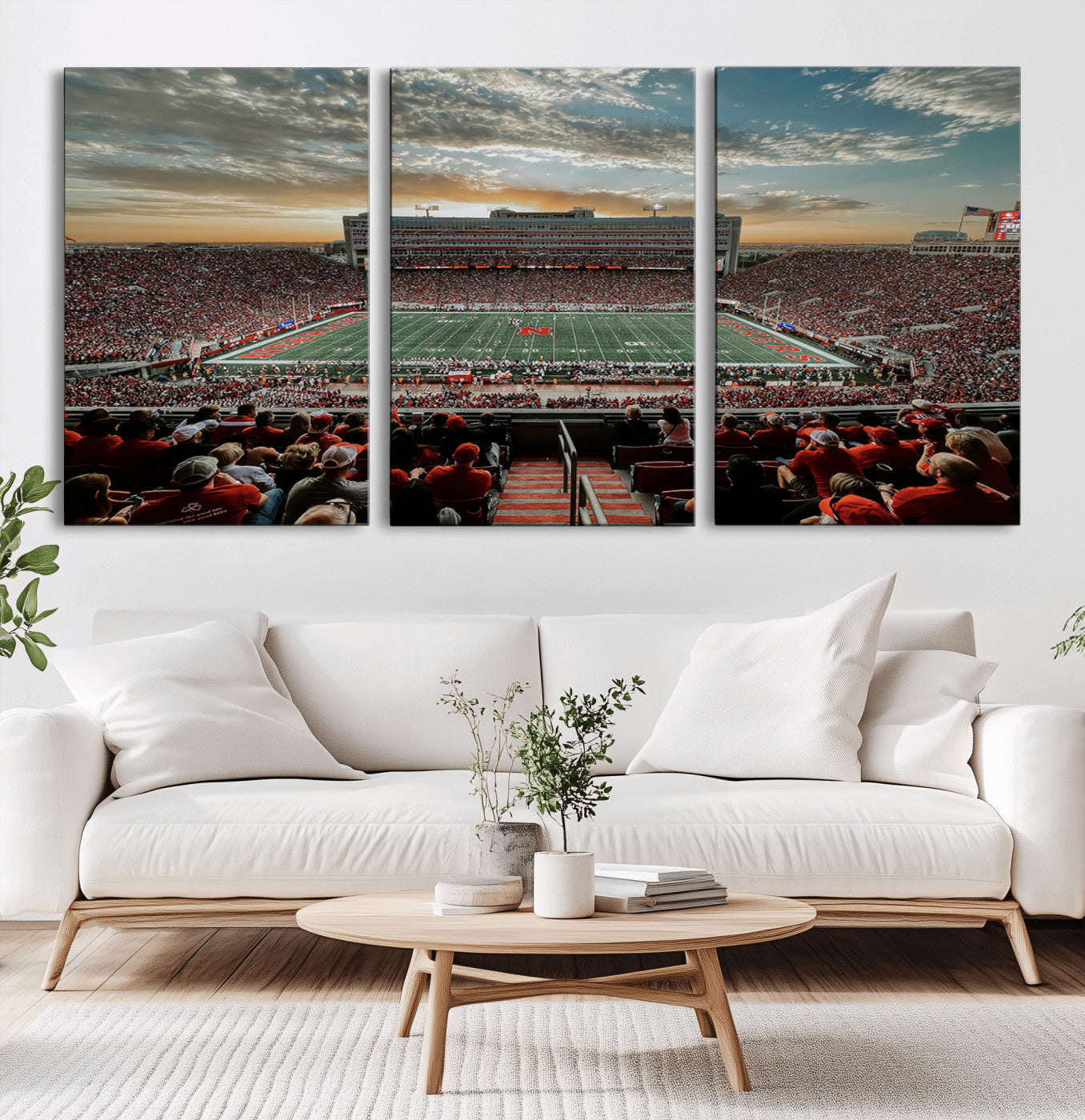 MGV-CV-60X30-3P - University of Nebraska Cornhuskers Football Team Print - Lincoln Memorial Stadium Art Canvas Print