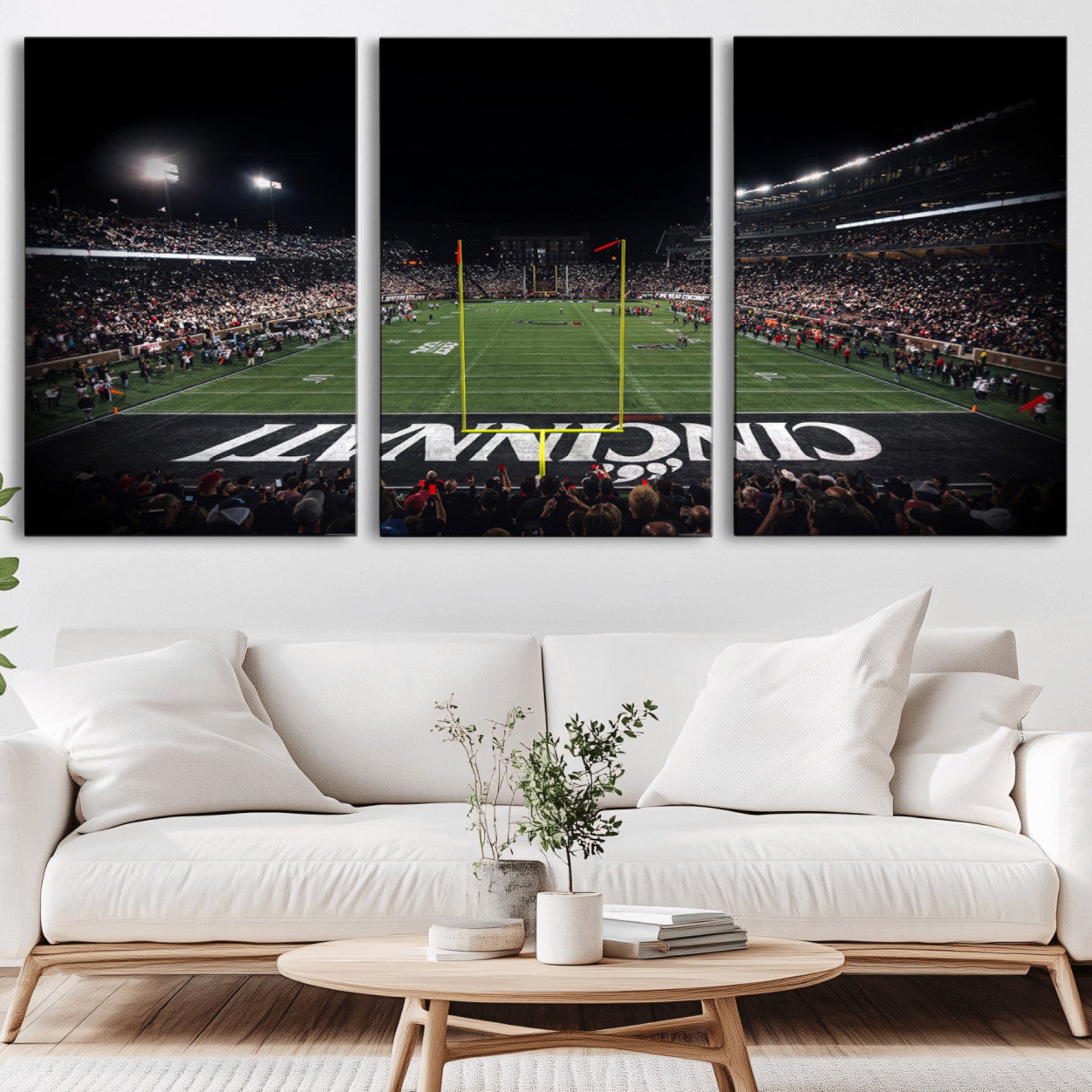 28212-MGV-CV-36X24-Cincinnati Bearcats Football Team Print - Nippert Stadium Wall Art Canvas Print