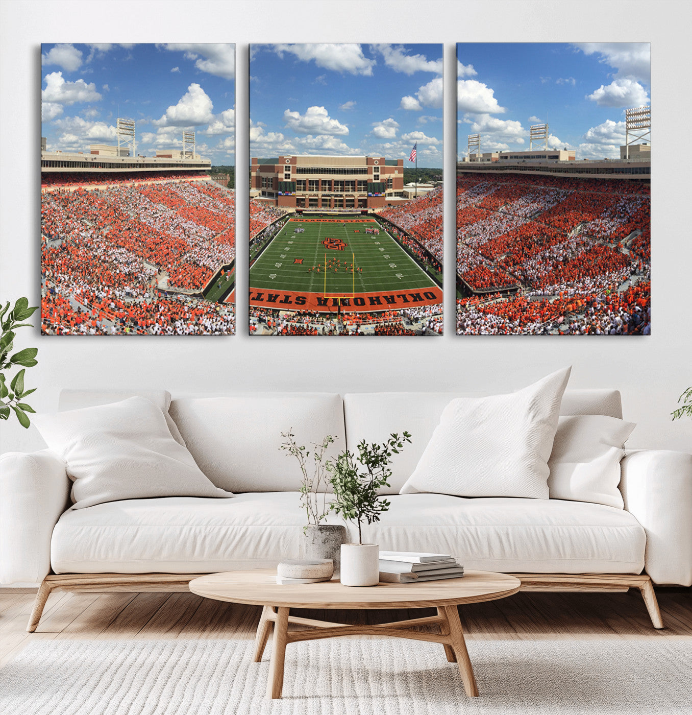 MGV-CV-60X30-3P - Oklahoma State Cowboys Football Team Print - Stillwater Boone Pickens Stadium Wall Art Canvas Print